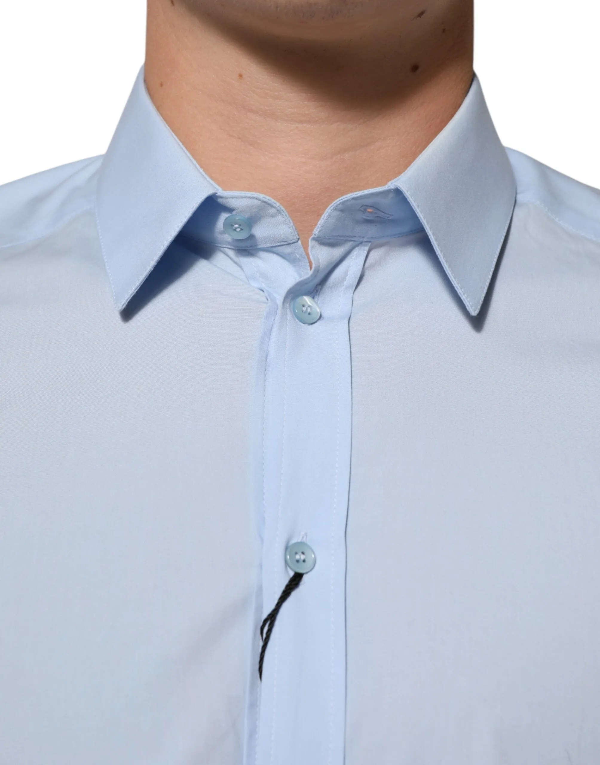 Dolce & Gabbana Light Blue Cotton GOLD Formal Men Dress Shirt sold by Siebentaschen product image thumbnail 5
