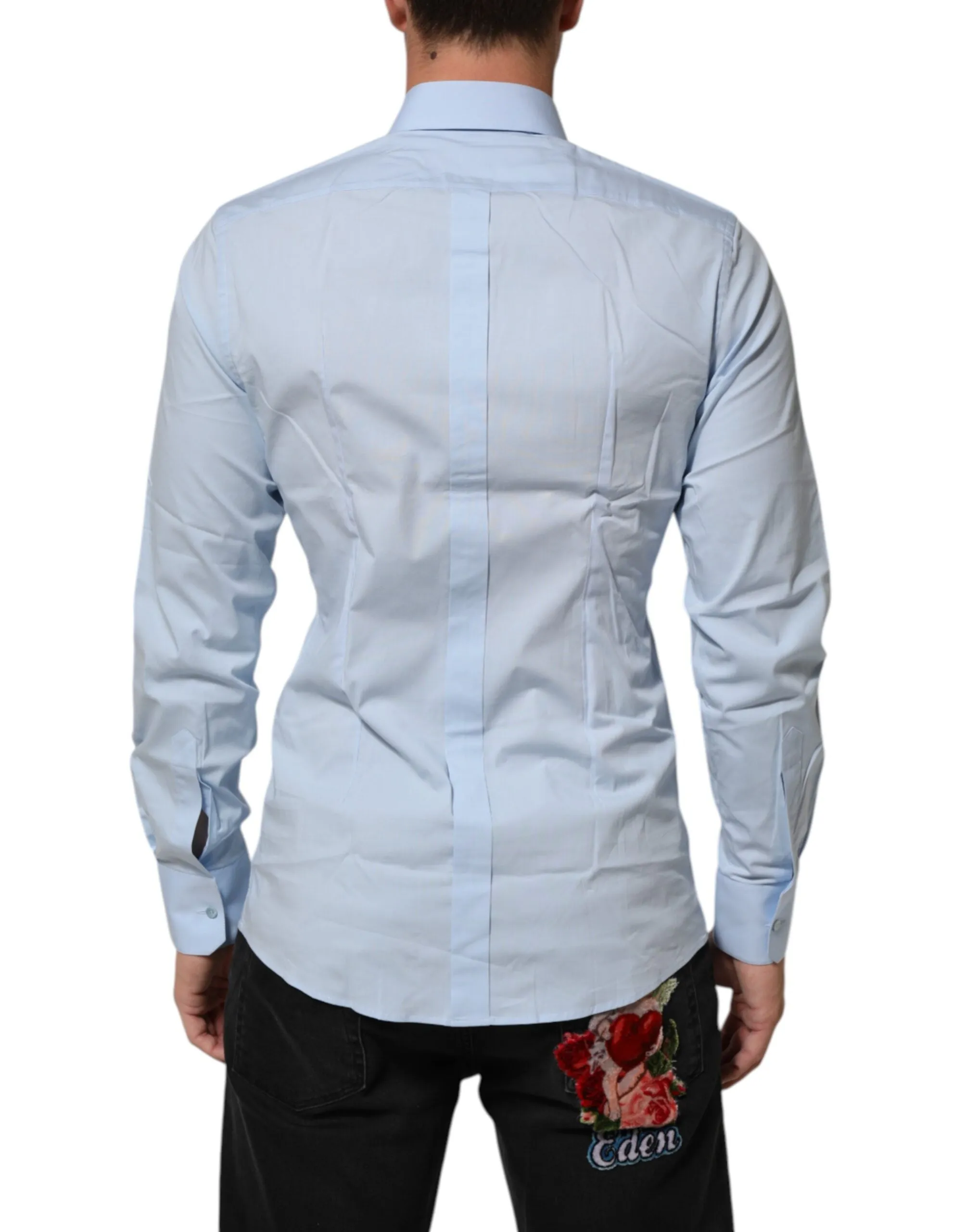 Dolce & Gabbana Light Blue Cotton GOLD Formal Men Dress Shirt sold by Siebentaschen product image thumbnail 4