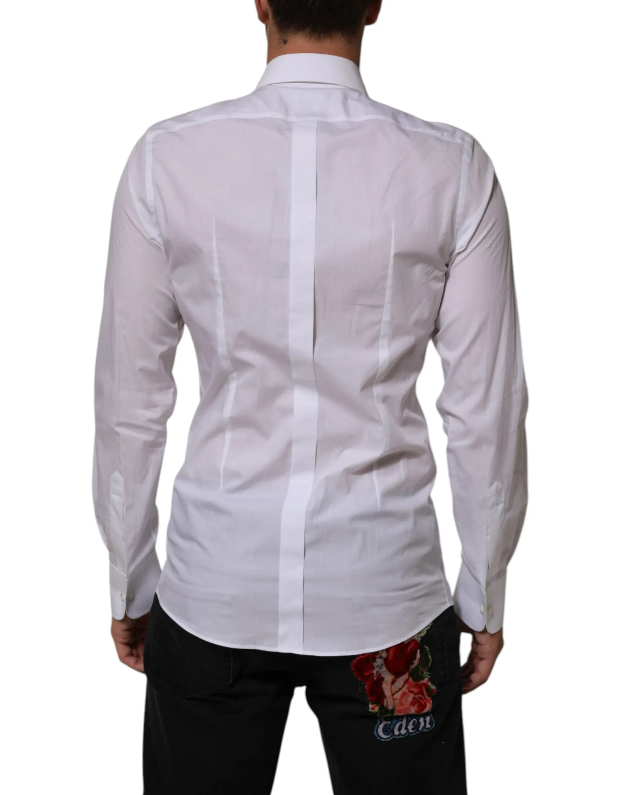 Dolce & Gabbana White Cotton DG Logo Pearl GOLD Formal Shirt sold by Siebentaschen product image thumbnail 4