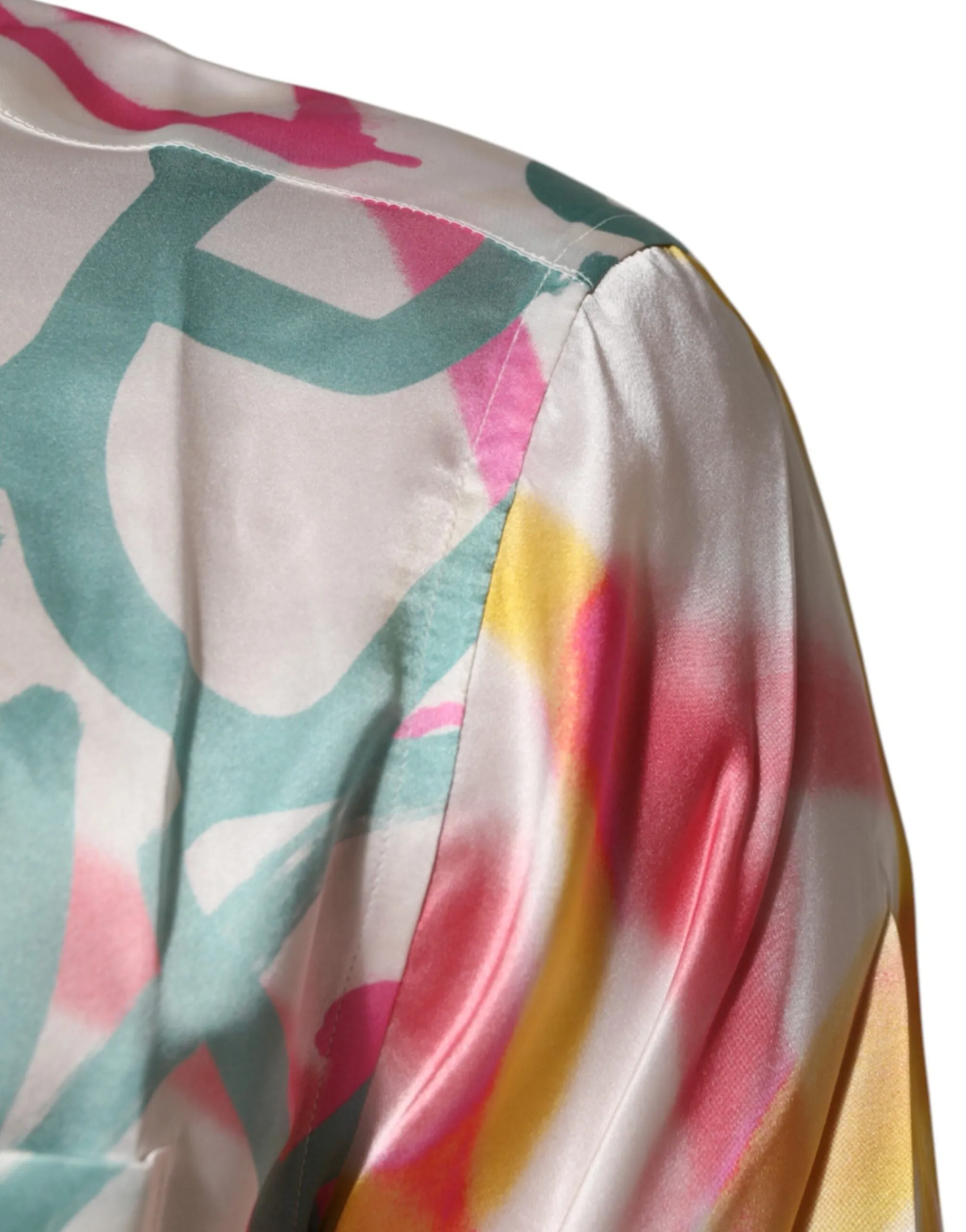 Dolce & Gabbana White Silk Hawaiian Graffiti Print Men Casual Shirt sold by Siebentaschen product image thumbnail 5