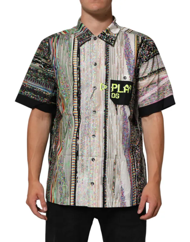 Dolce & Gabbana Multicolor Graphic Collared Casual Shirt sold by Siebentaschen