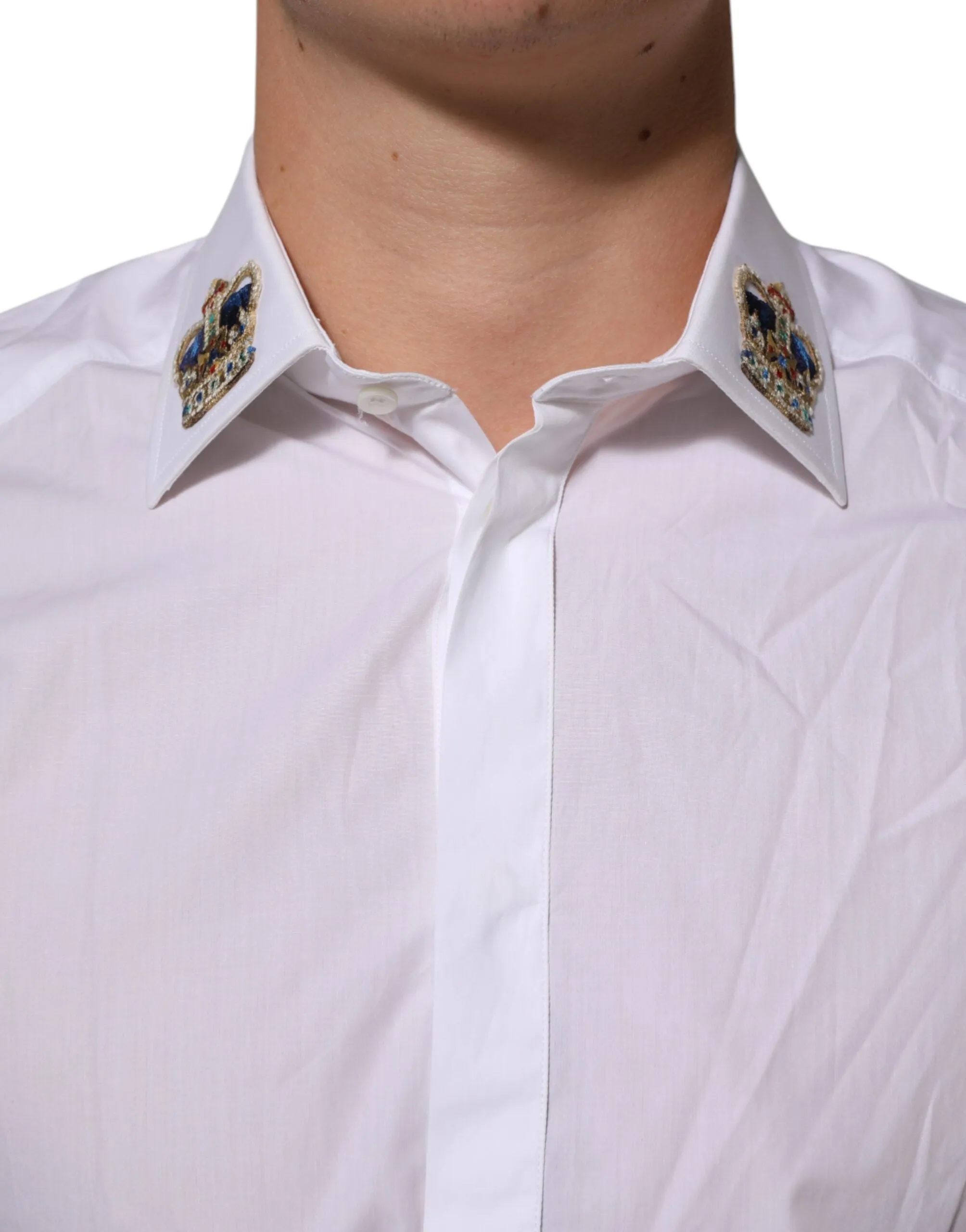Dolce & Gabbana White Crown Collared GOLD Formal Dress Shirt sold by Siebentaschen product image thumbnail 5