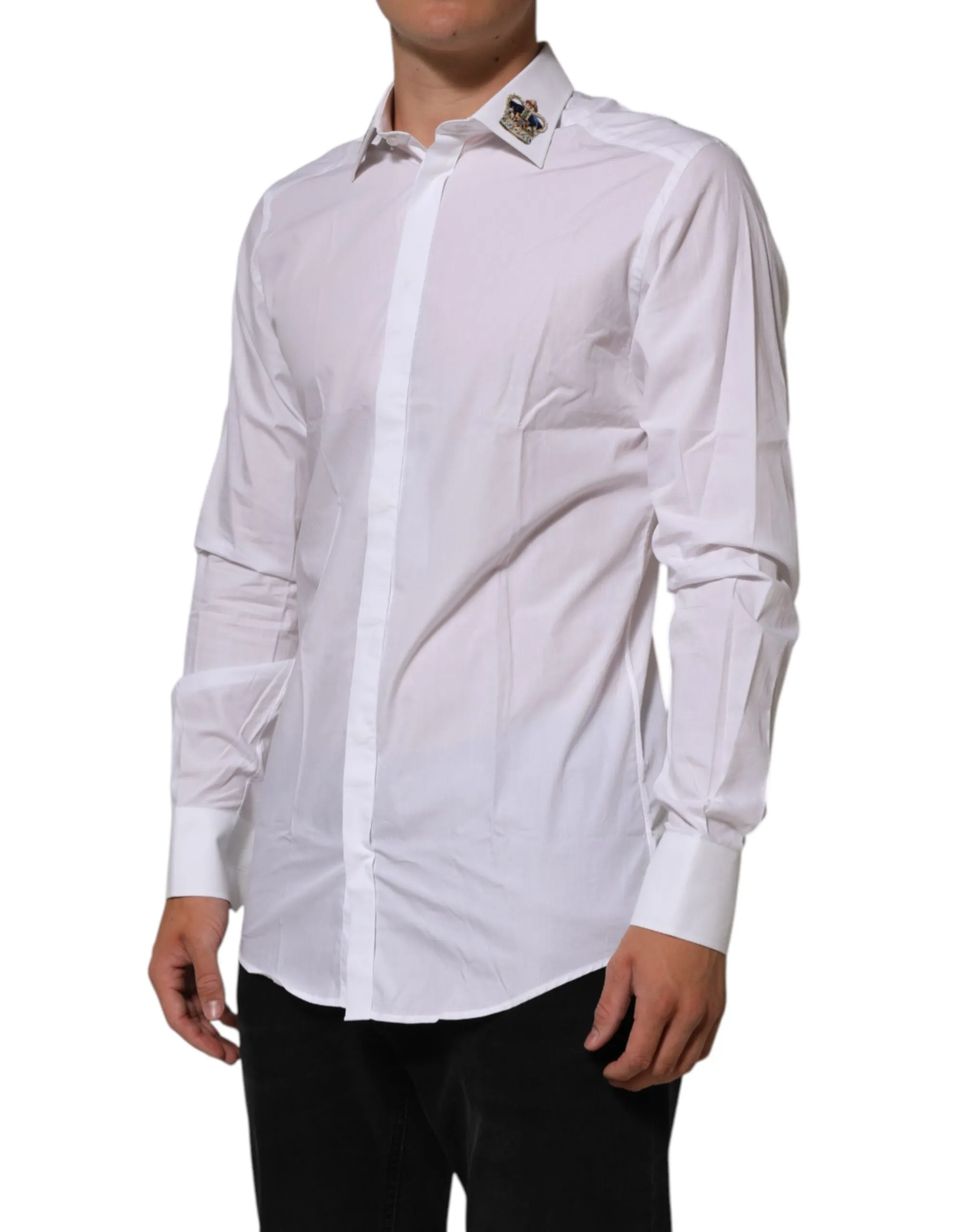 Dolce & Gabbana White Crown Collared GOLD Formal Dress Shirt sold by Siebentaschen product image thumbnail 3