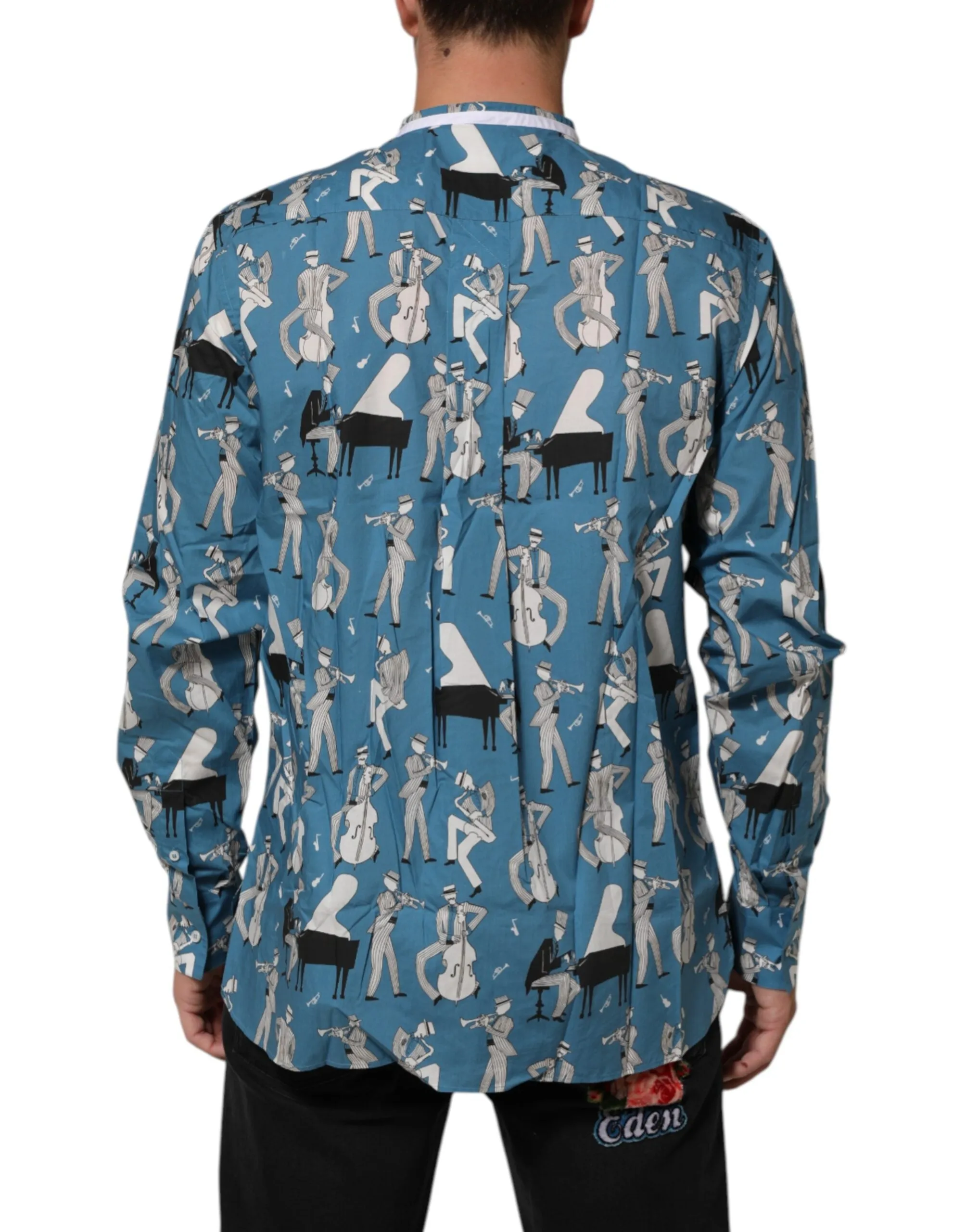 Dolce & Gabbana Blue Jazz Printed Cotton Button Front Shirt sold by Siebentaschen product image thumbnail 4