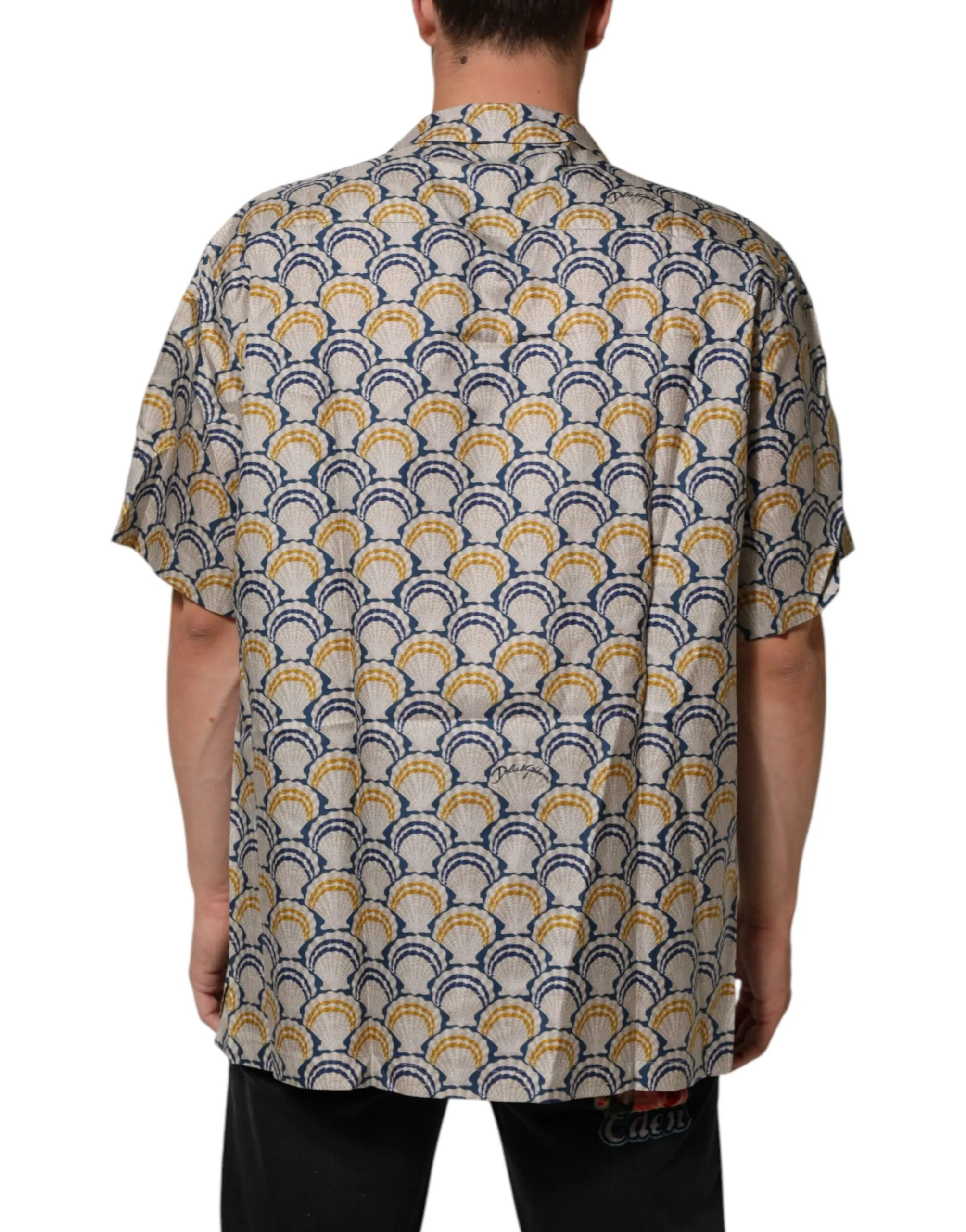 Dolce & Gabbana Cream Cotton Silk Hawaii Scallop Shell Print Shirt sold by Siebentaschen product image thumbnail 4
