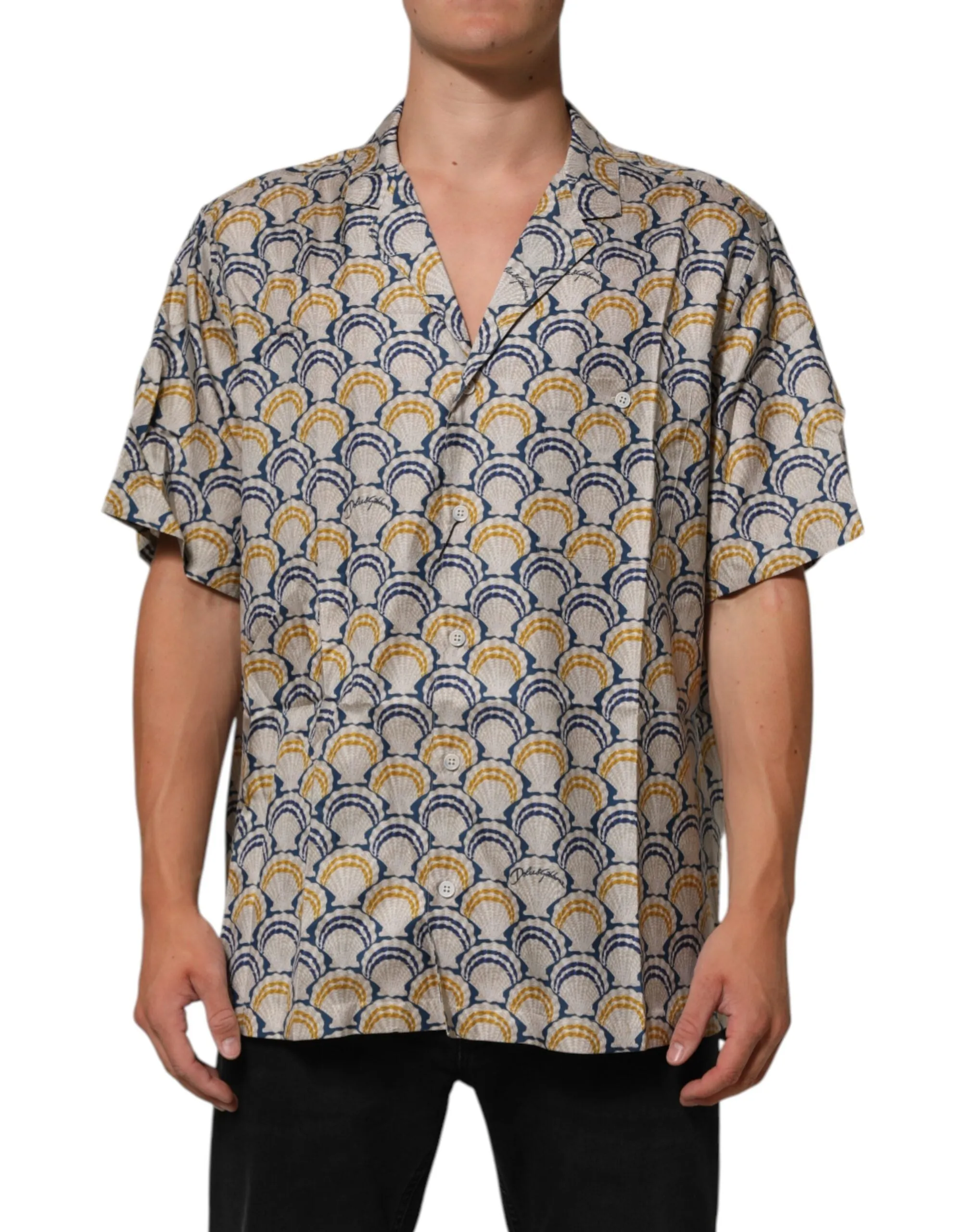 Dolce & Gabbana Cream Cotton Silk Hawaii Scallop Shell Print Shirt sold by Siebentaschen product image thumbnail 2