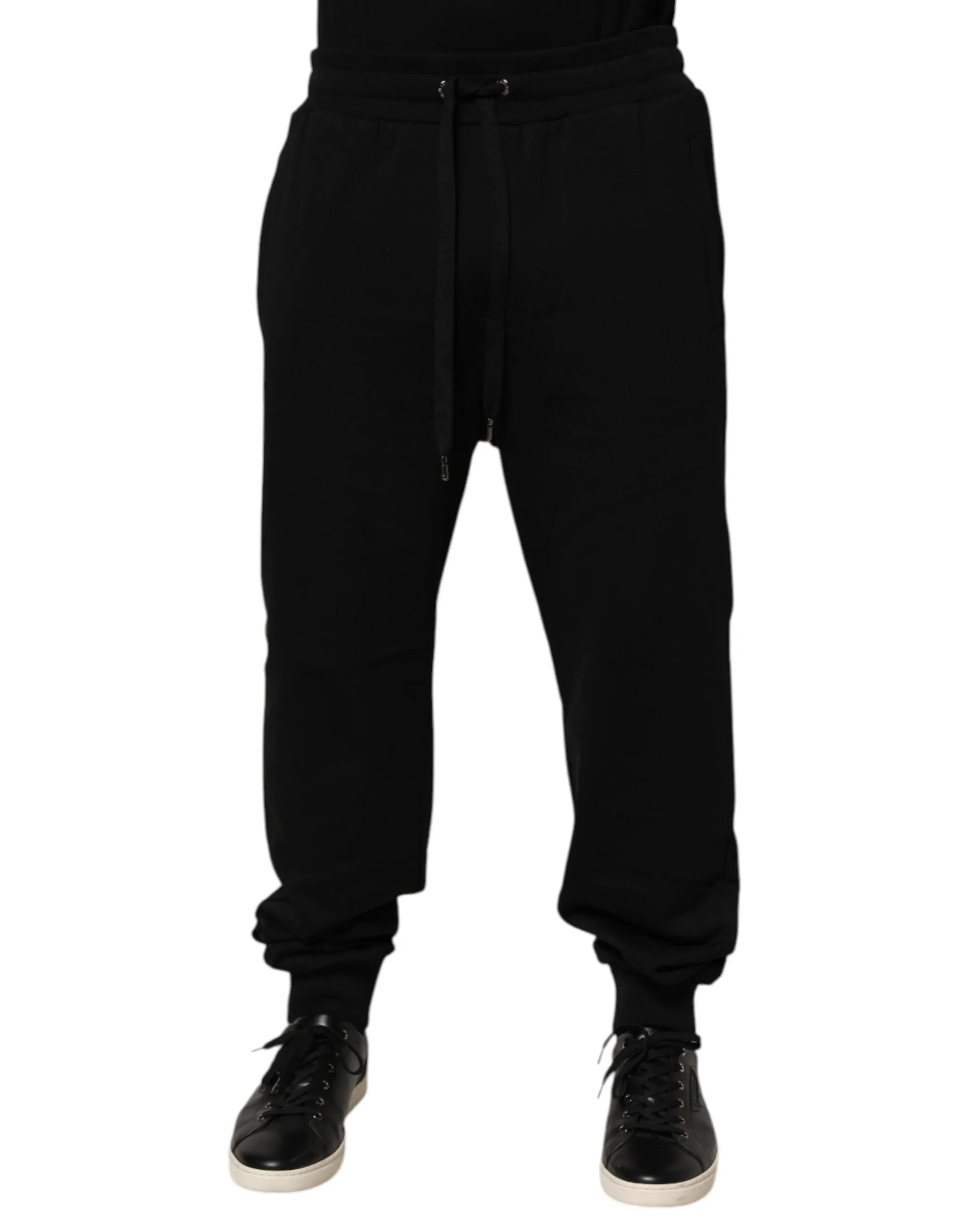 Dolce & Gabbana Black Cotton Drawstring Logo Sweatpants Pants sold by Siebentaschen product image thumbnail 2