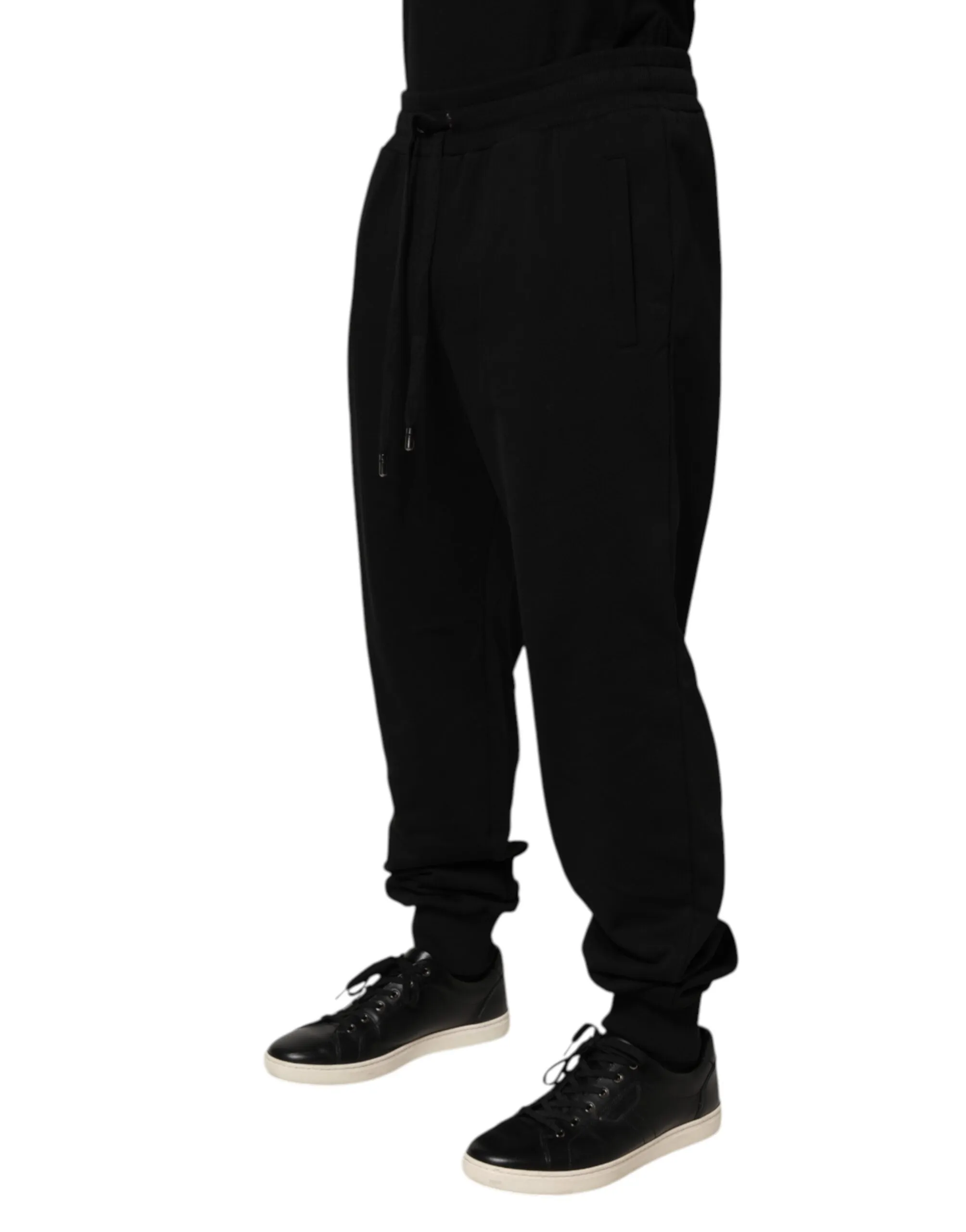 Dolce & Gabbana Black Cotton Drawstring Logo Sweatpants Pants sold by Siebentaschen product image thumbnail 3