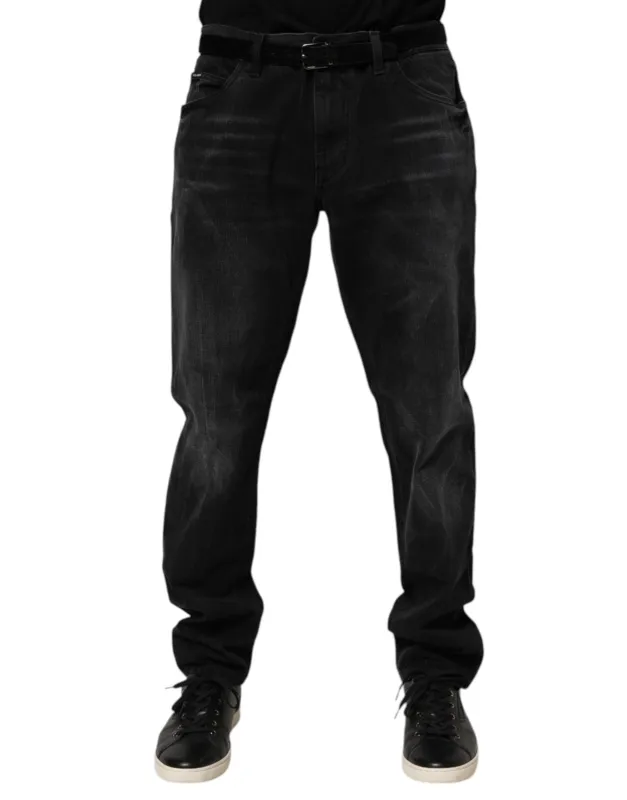 Dolce & Gabbana Black Washed Cotton Skinny Men Denim Jeans made by Siebentaschen
