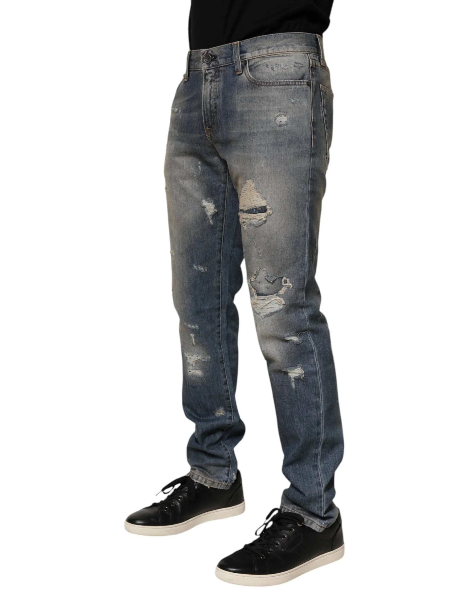 Dolce & Gabbana Blue Distressed Denim Slim Fit Pants Jeans sold by Siebentaschen product image thumbnail 3
