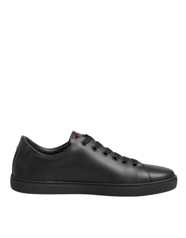Dolce & Gabbana Black Leather Crystal Heart Low Top Sneakers  Shoes sold by Siebentaschen