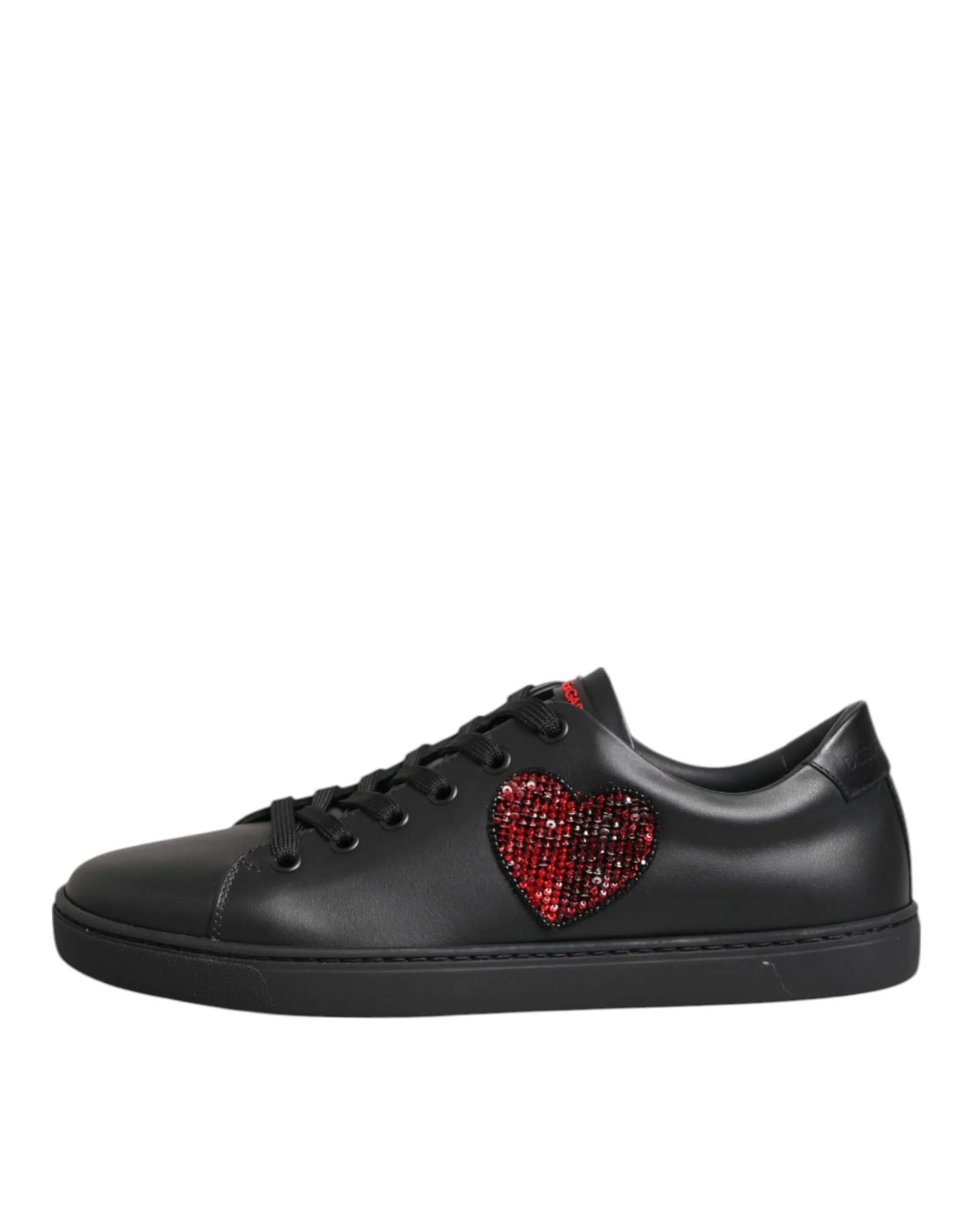 Dolce & Gabbana Black Leather Crystal Heart Low Top Sneakers Shoes sold by Siebentaschen product image thumbnail 2