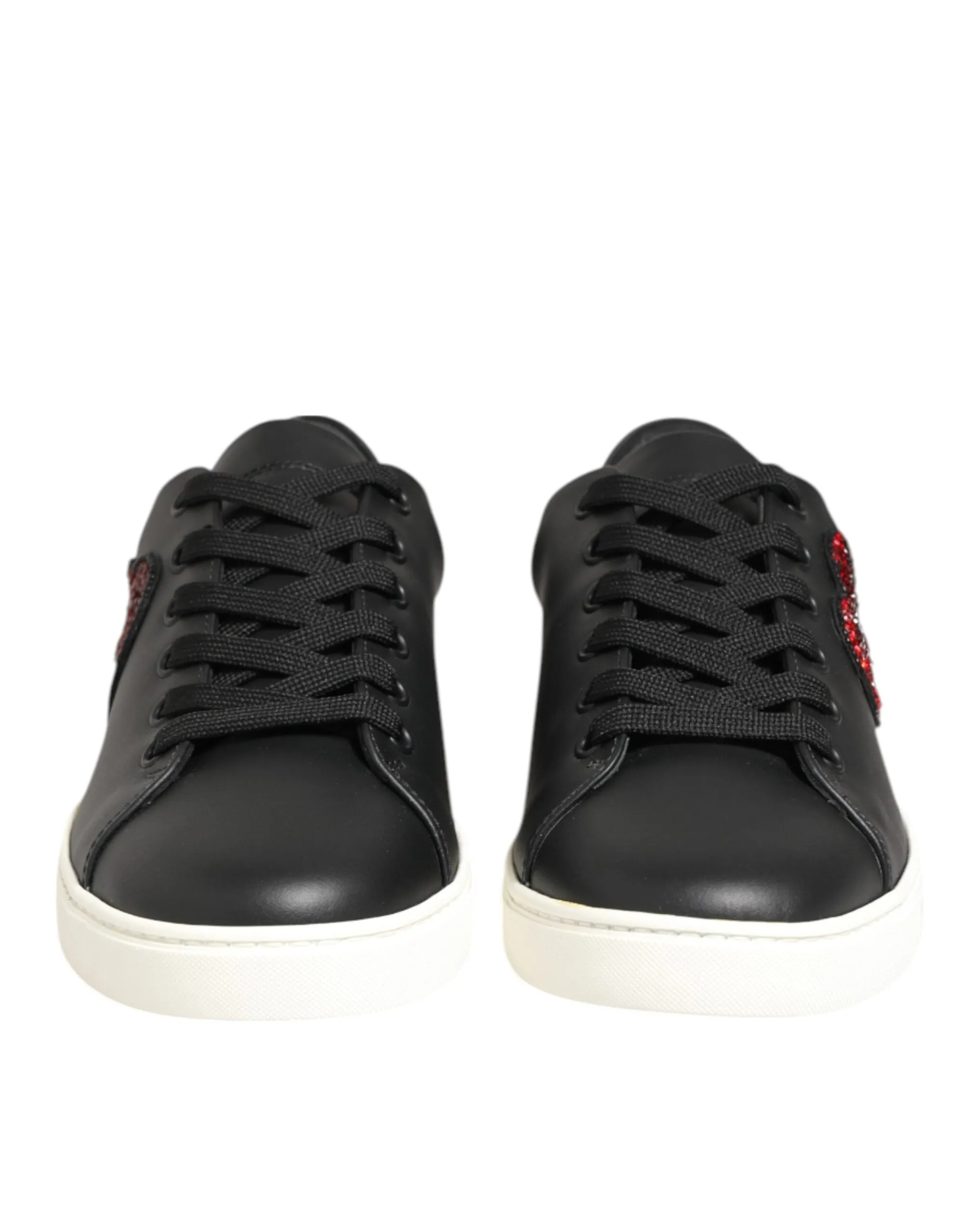 Dolce & Gabbana Black White Leather Crystal Heart Sneakers Shoes sold by Siebentaschen product image thumbnail 2
