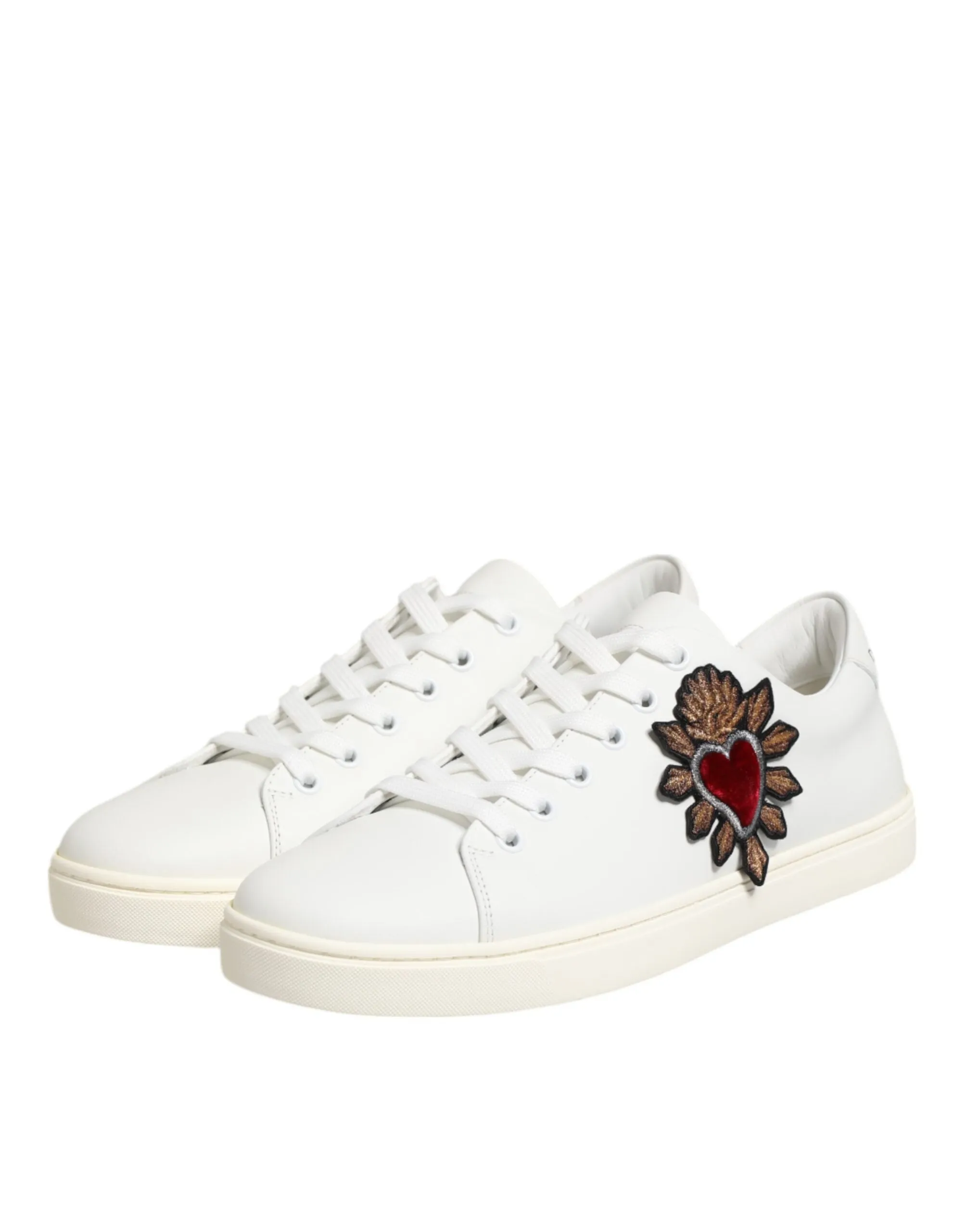 Dolce & Gabbana White Leather Sacre Heart Patch Sneakers Shoes sold by Siebentaschen product image thumbnail 5