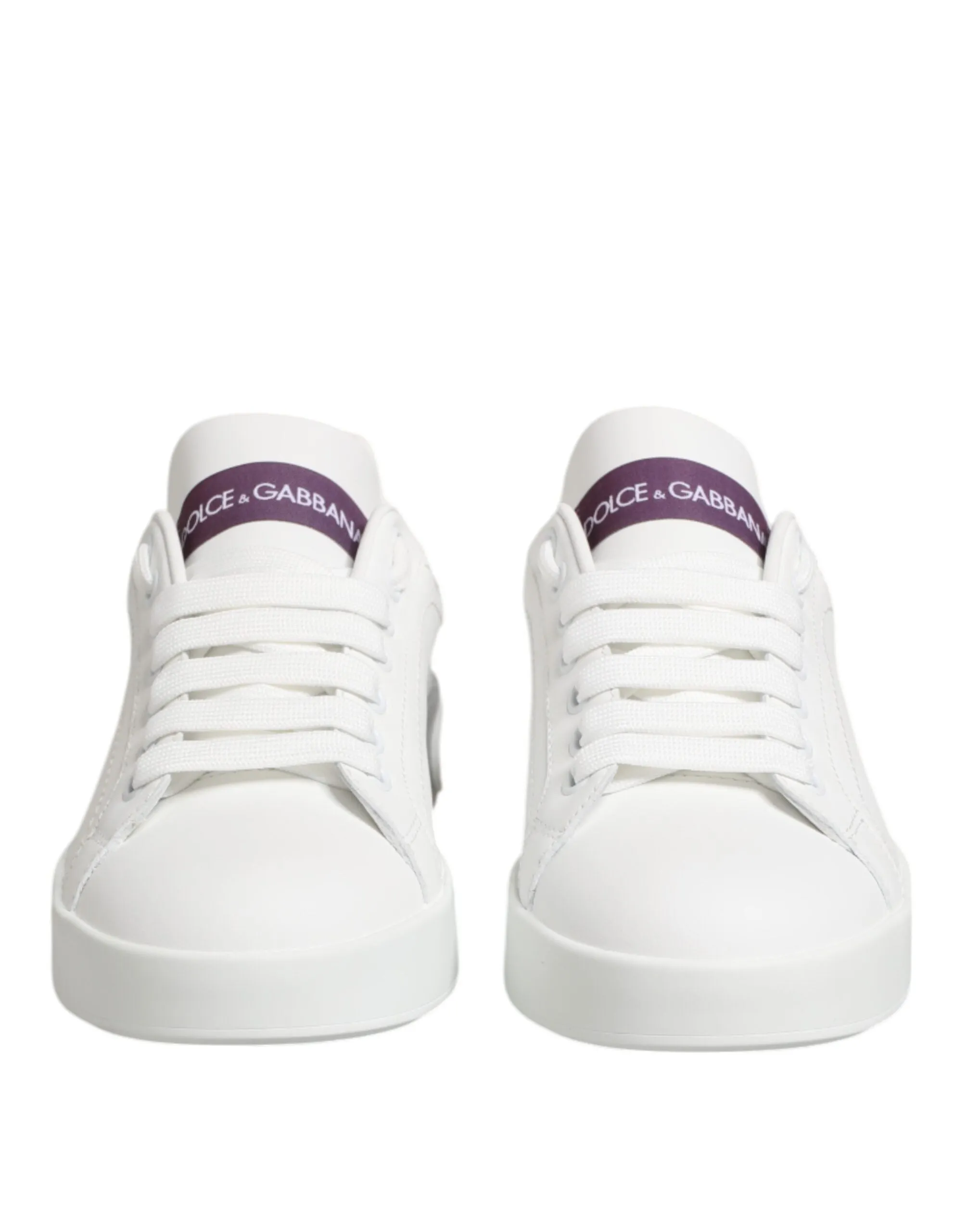 Dolce & Gabbana White Purple Leather Low Top Sneakers Shoes sold by Siebentaschen product image thumbnail 3