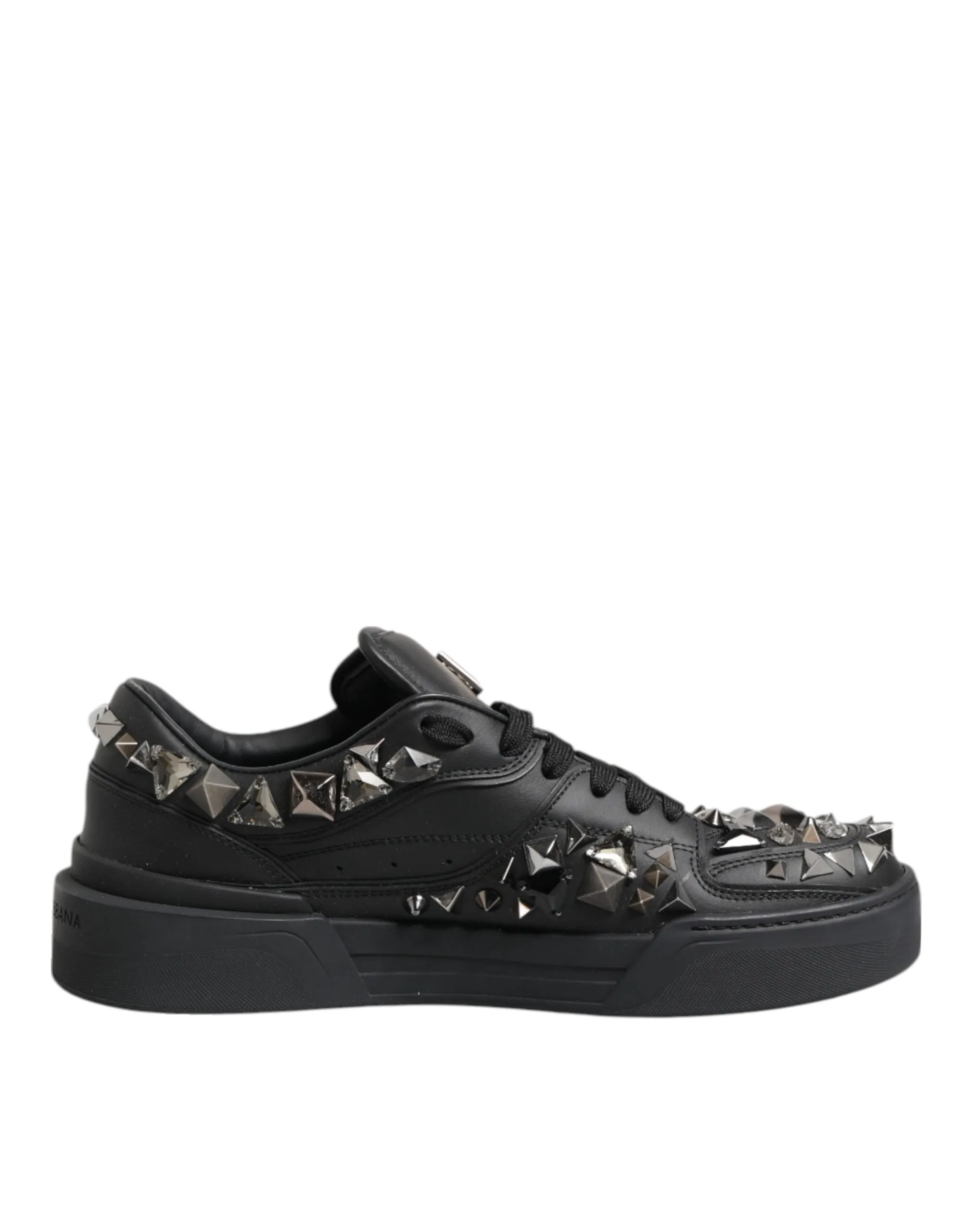 Dolce & Gabbana Black Leather Studded Low Top Sneakers Shoes sold by Siebentaschen