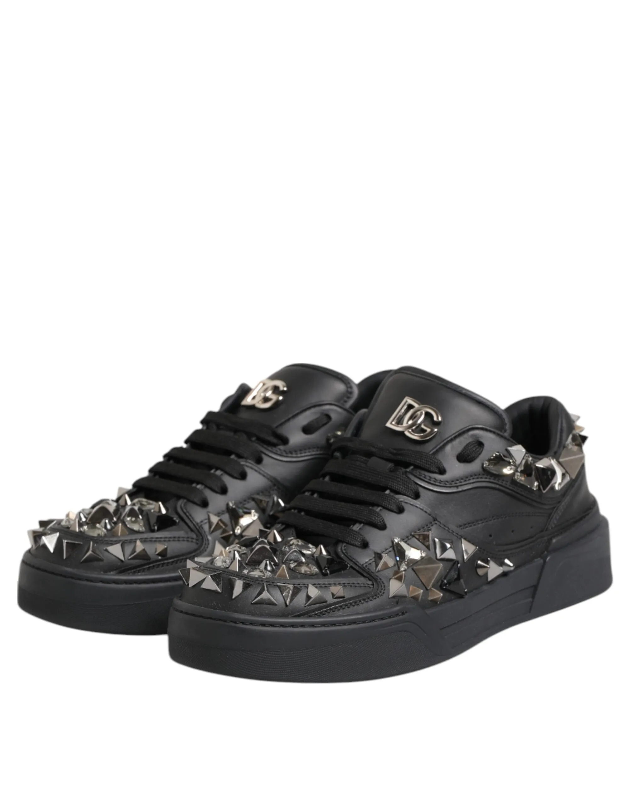 Dolce & Gabbana Black Leather Studded Low Top Sneakers Shoes sold by Siebentaschen product image thumbnail 5