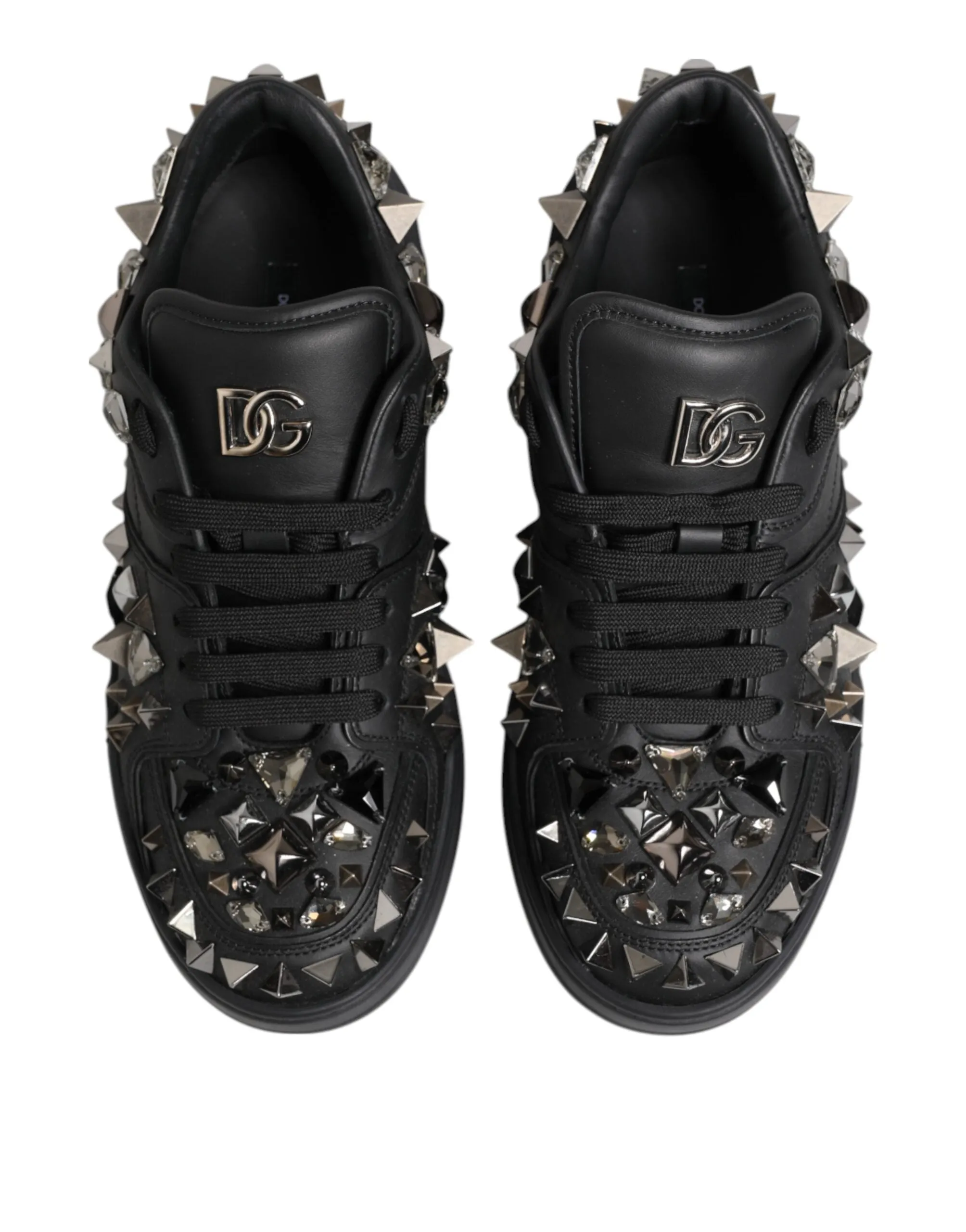 Dolce & Gabbana Black Leather Studded Low Top Sneakers Shoes sold by Siebentaschen product image thumbnail 4