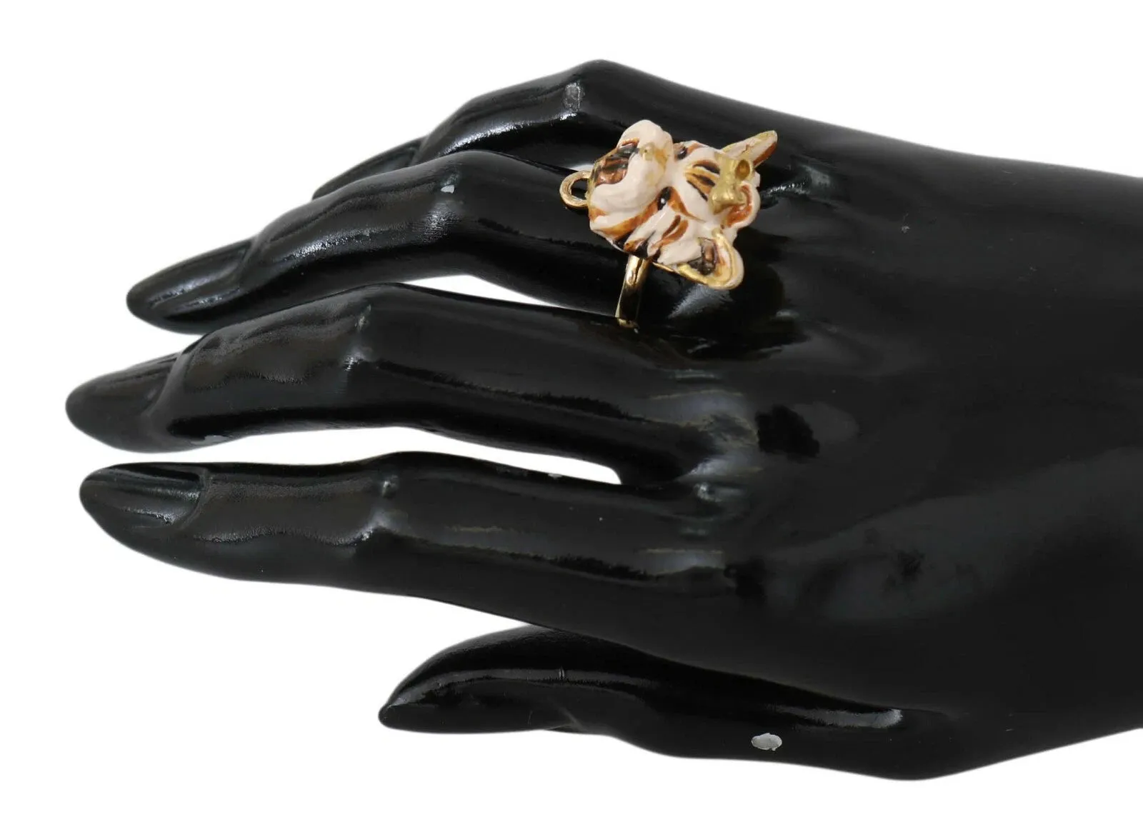 Dolce & Gabbana Gold Brass Resin Beige Dog Pet Accessory Ring sold by Siebentaschen product image thumbnail 2