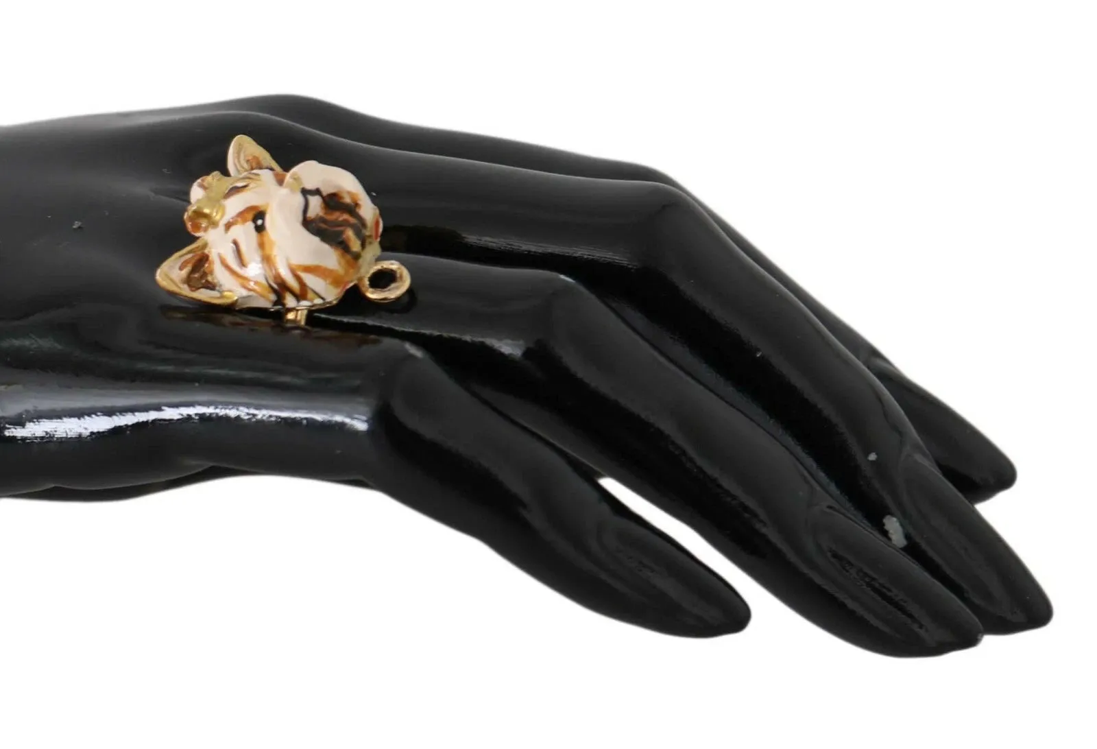 Dolce & Gabbana Gold Brass Resin Beige Dog Pet Accessory Ring sold by Siebentaschen