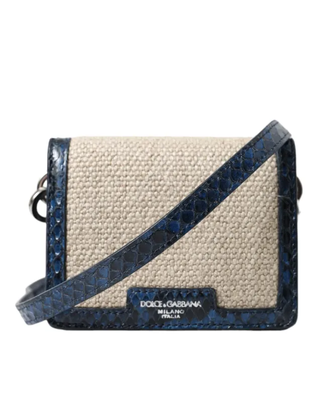 Dolce & Gabbana Beige Raffia Blue Leather Trim Mini Shoulder Purse Crossbody Bag sold by Siebentaschen