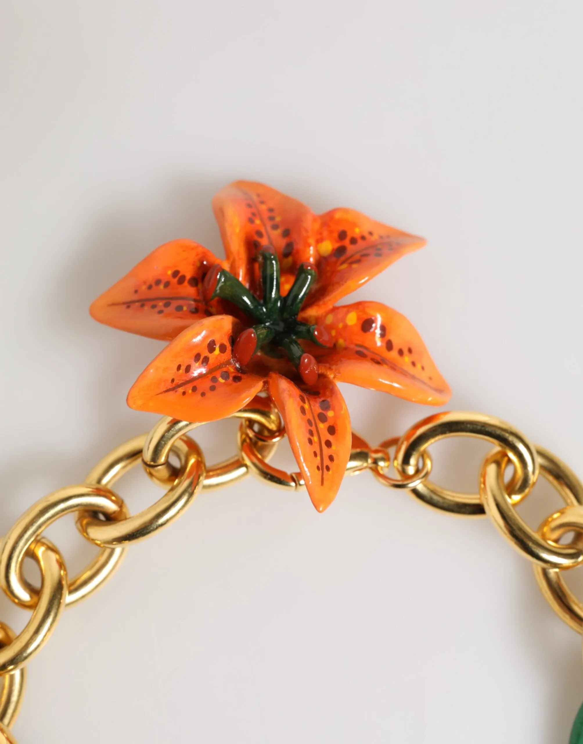 Dolce & Gabbana Multicolor Gold Brass Tiger Lily Floral Chai Necklace sold by Siebentaschen product image thumbnail 4