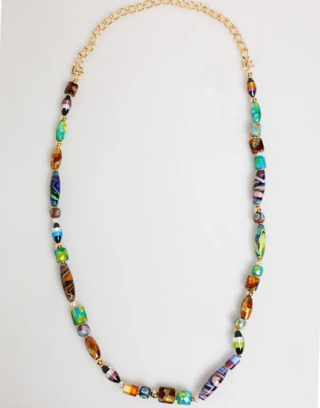 Dolce & Gabbana Multicolor Murano Glass Beads Gold Chain Jewelry Necklace sold by Siebentaschen