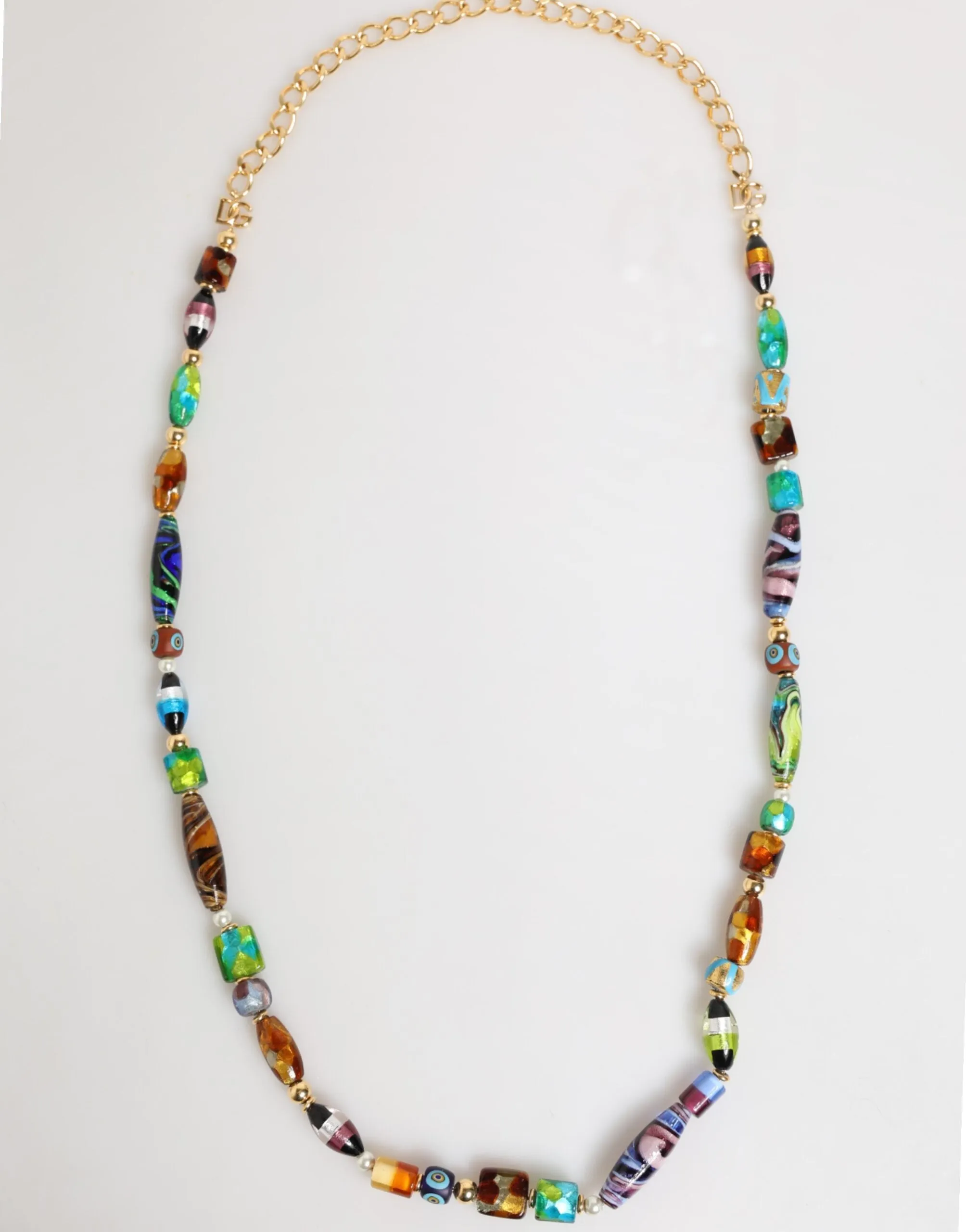 Dolce & Gabbana Multicolor Murano Glass Beads Gold Chain Jewelry Necklace sold by Siebentaschen