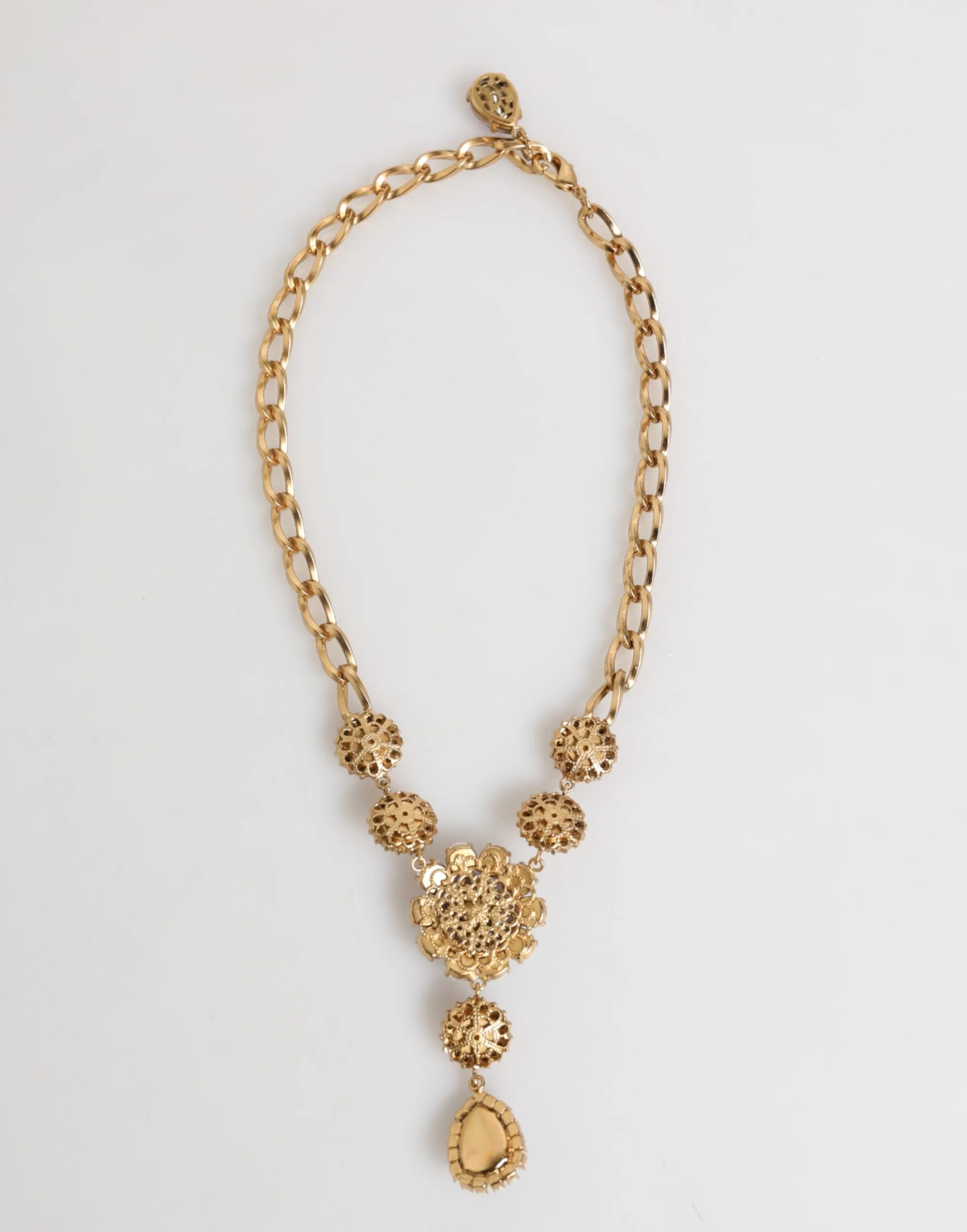 Dolce & Gabbana Gold Brass Crystal Pearl Purple Floral Pendant Jewelry Necklace sold by Siebentaschen product image thumbnail 5