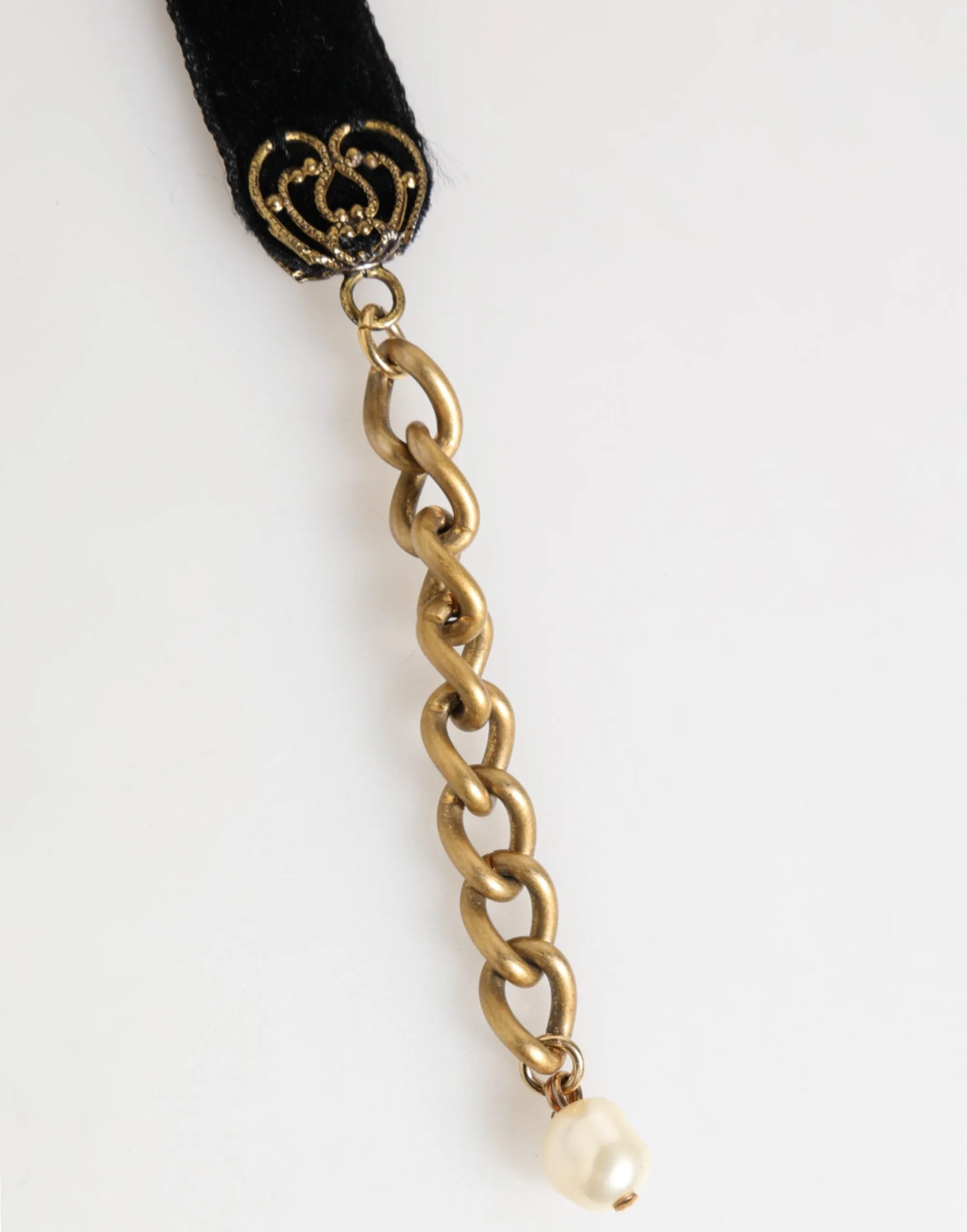 Dolce & Gabbana Blue Floral Appliqué Velvet Choker Crystal Beads Necklace sold by Siebentaschen product image thumbnail 3