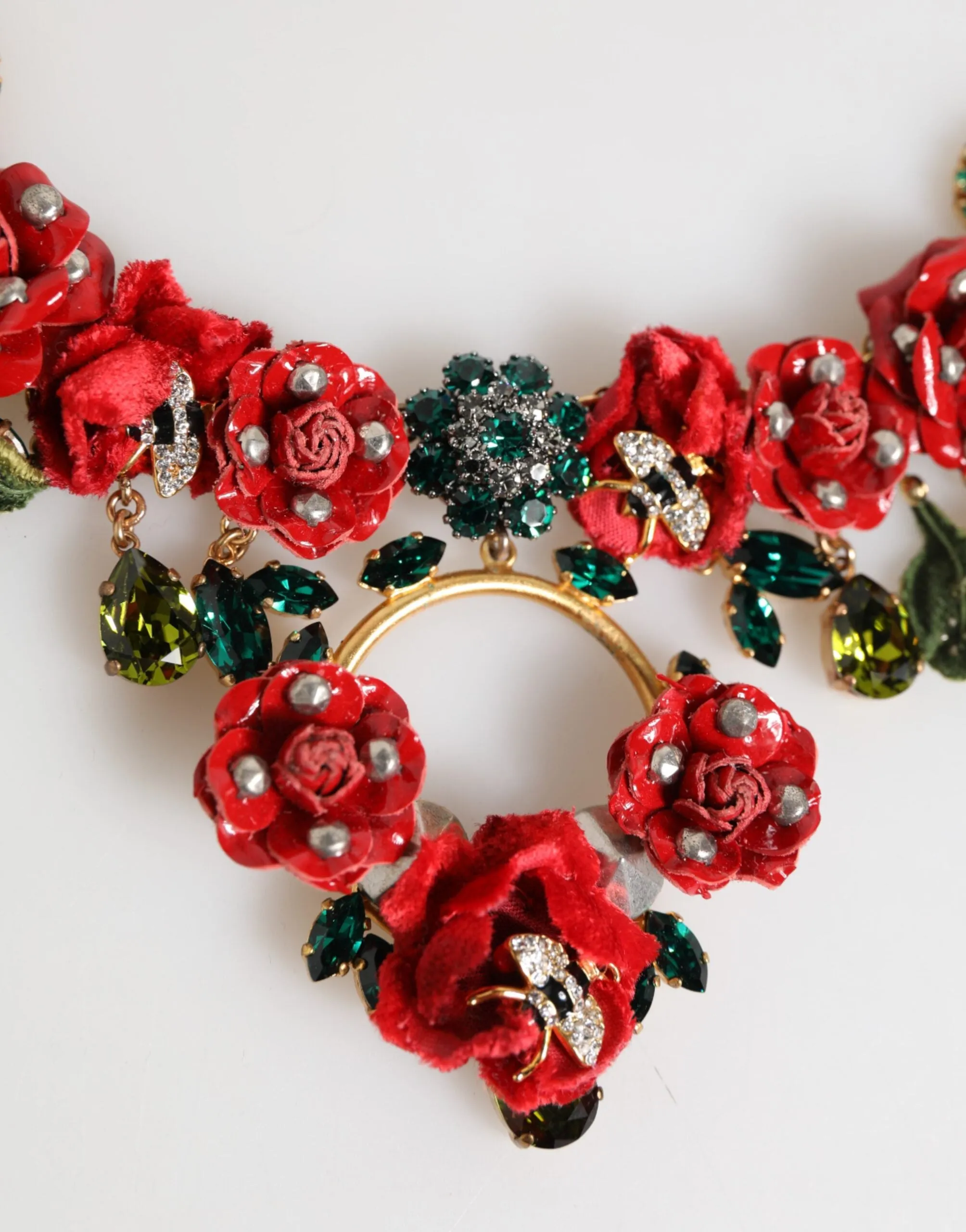 Dolce & Gabbana Red Rose Floral Crystal Embellished Statement Jewelry Necklace sold by Siebentaschen product image thumbnail 3