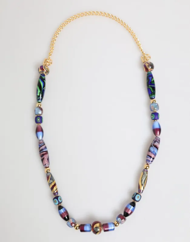 Dolce & Gabbana Multicolor Murano Glass Beads Gold Brass Chain Jewelry Necklace sold by Siebentaschen