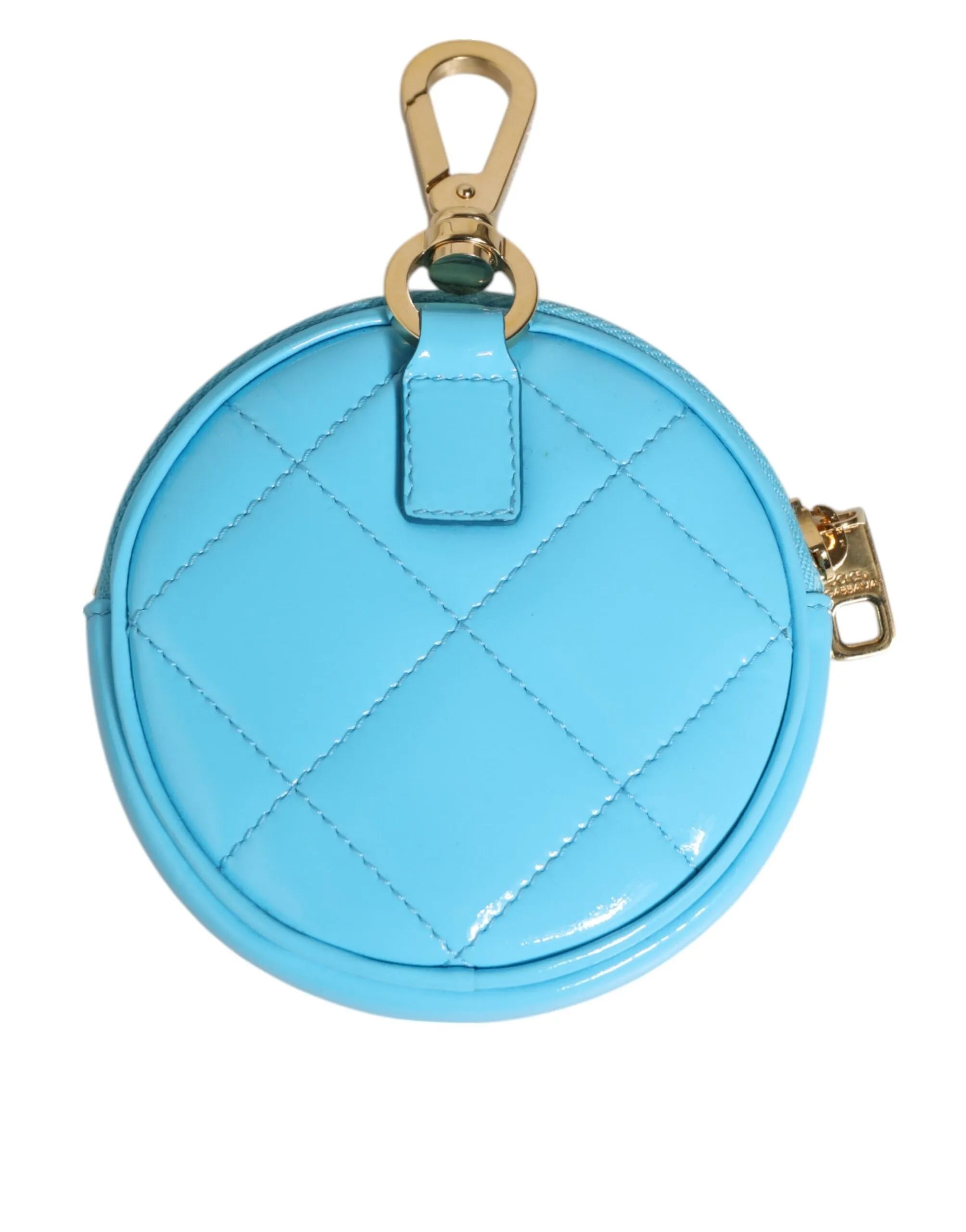 Dolce & Gabbana Azure Blue Leather Round Coin Purse Keychain Crystal Logo Wallet sold by Siebentaschen product image thumbnail 5