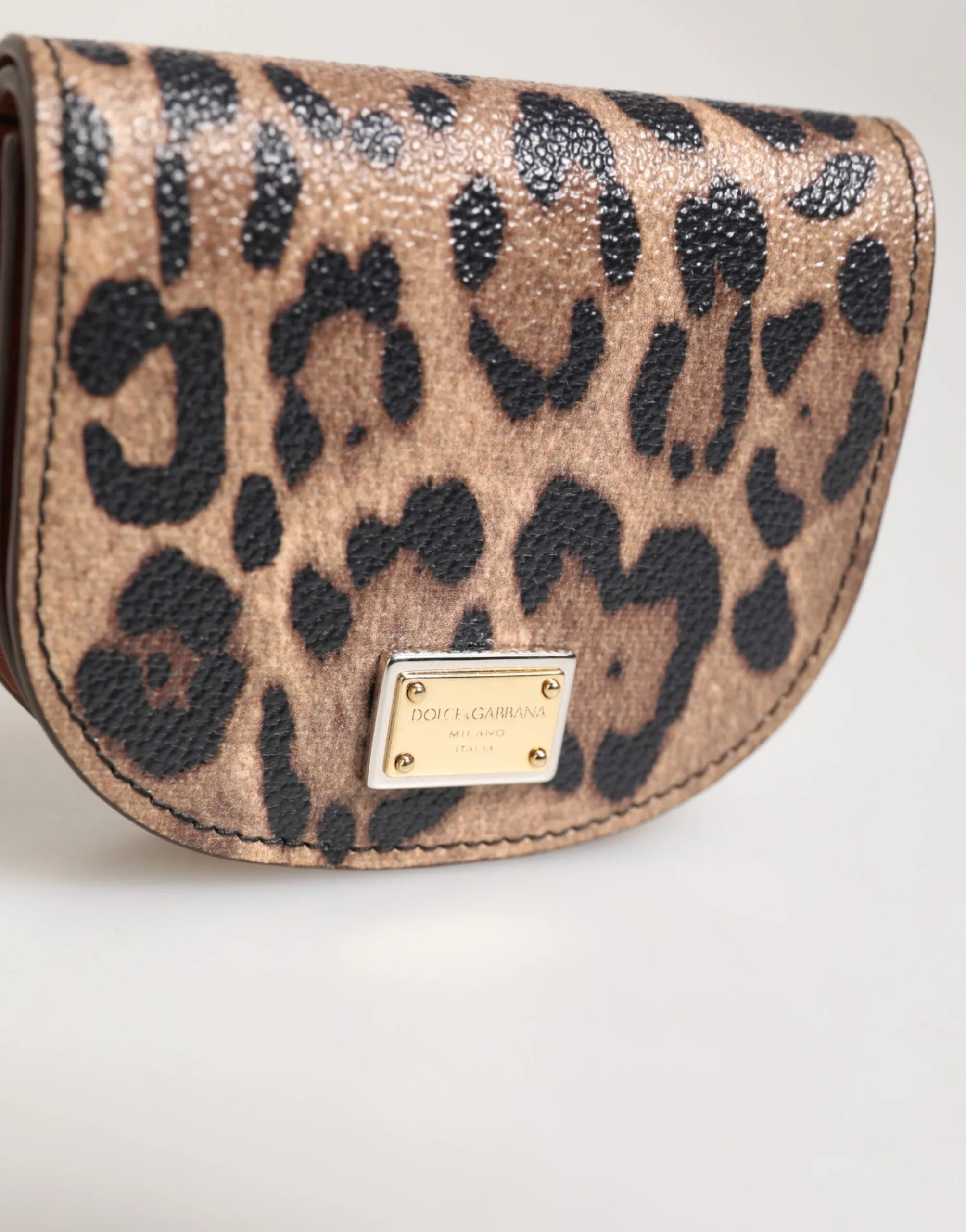 Dolce & Gabbana Brown Black Calf Leather Leopard Print Logo Plaque Wallet sold by Siebentaschen product image thumbnail 3