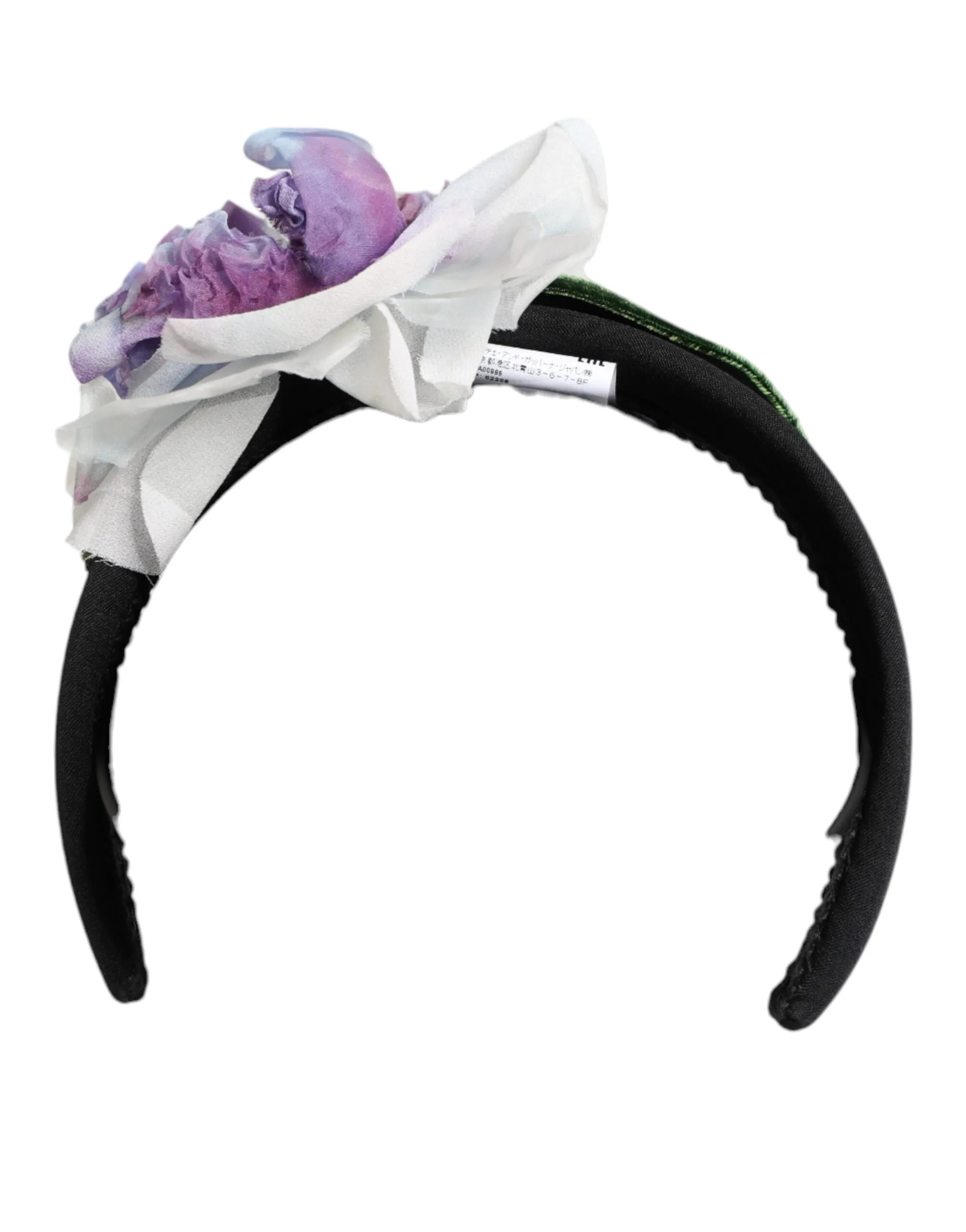 Dolce & Gabbana Black Green Silk Purple White Floral Appliqué Accessory Headband sold by Siebentaschen product image thumbnail 4