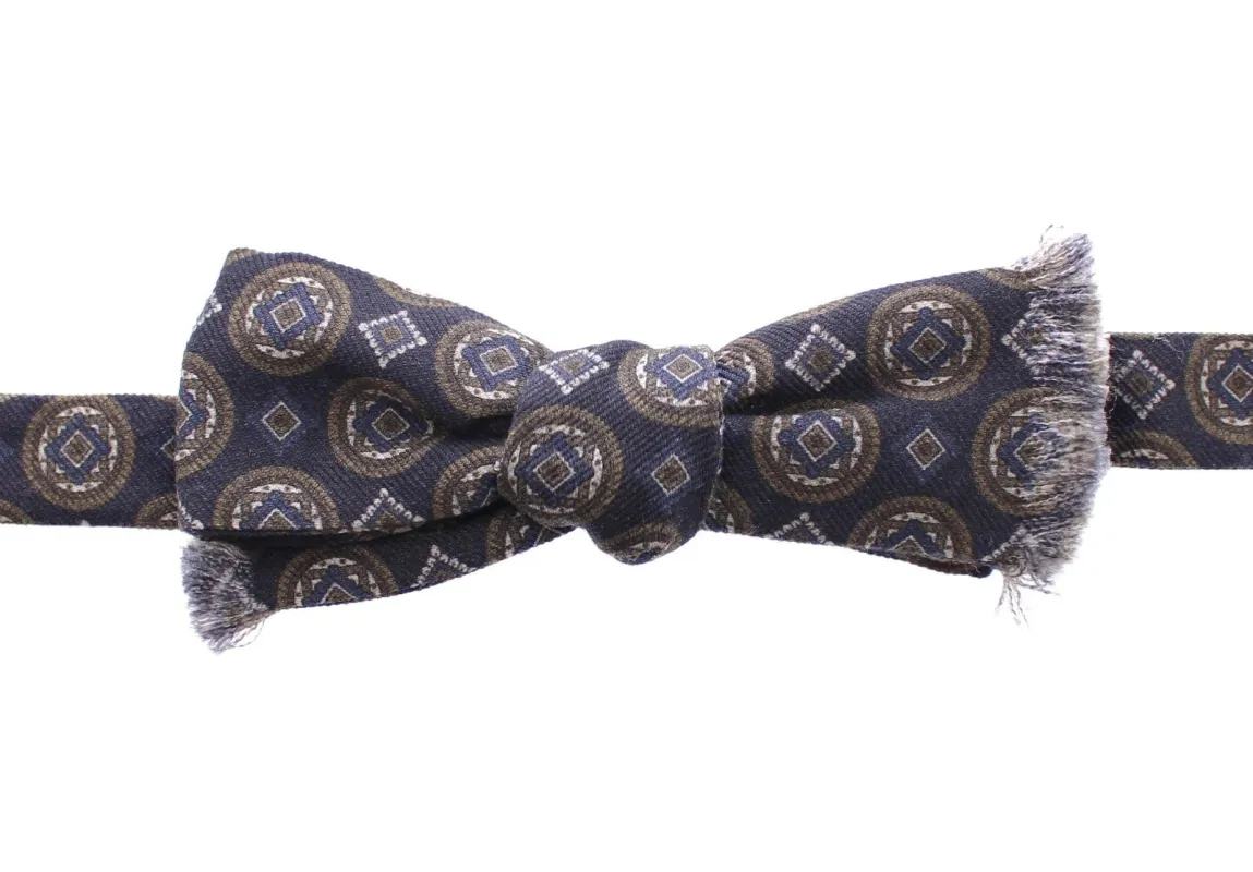 Dolce & Gabbana Blue Silk Baroque Fantasi Tied Bow Tie Papillon made by Siebentaschen