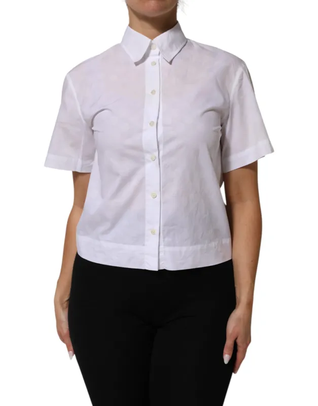 Dolce & Gabbana White Collared Short Sleeve Polo Shirt Top sold by Siebentaschen