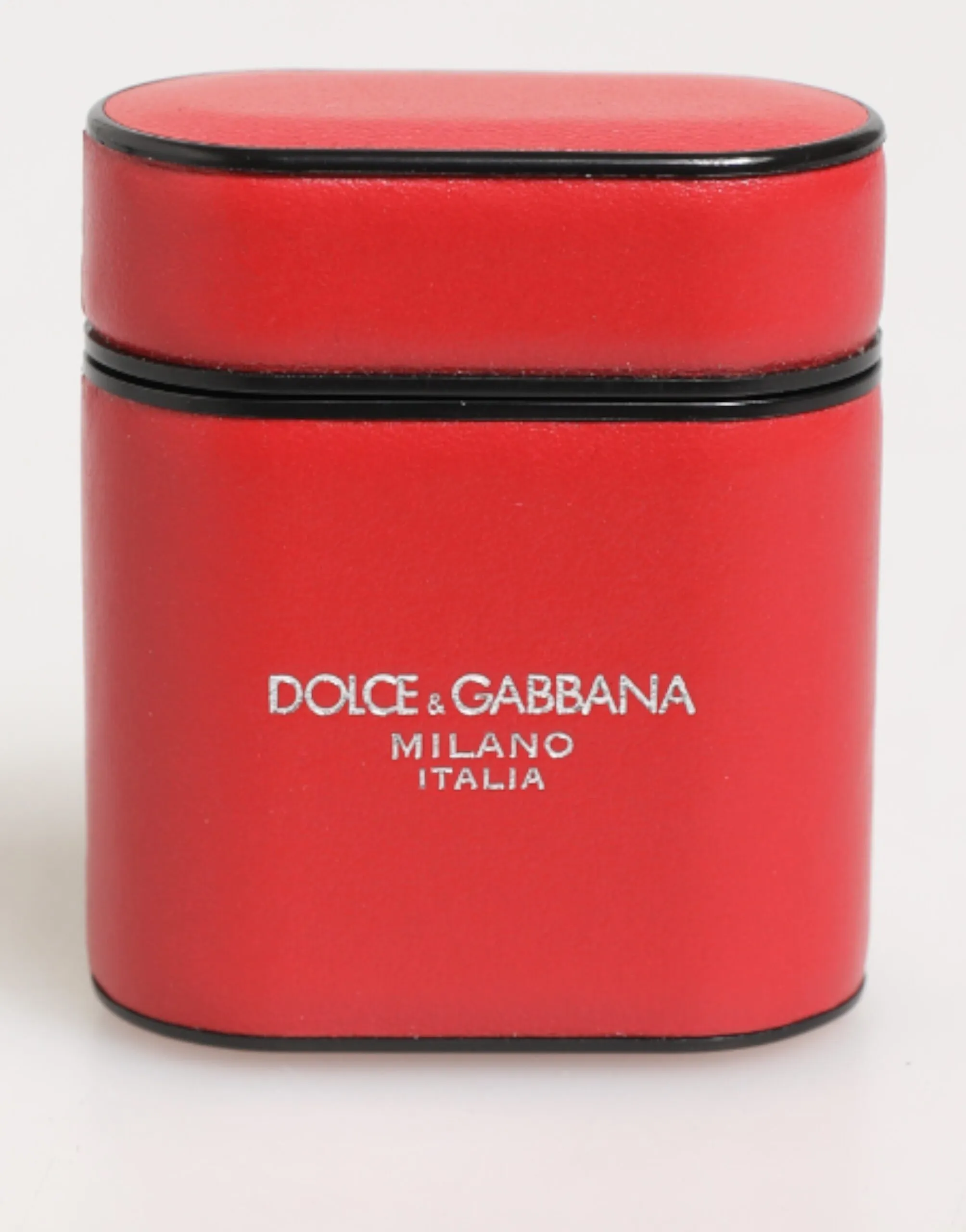 Dolce & Gabbana Red White Calfskin Leather Logo Flip Holder Airpods Case sold by Siebentaschen