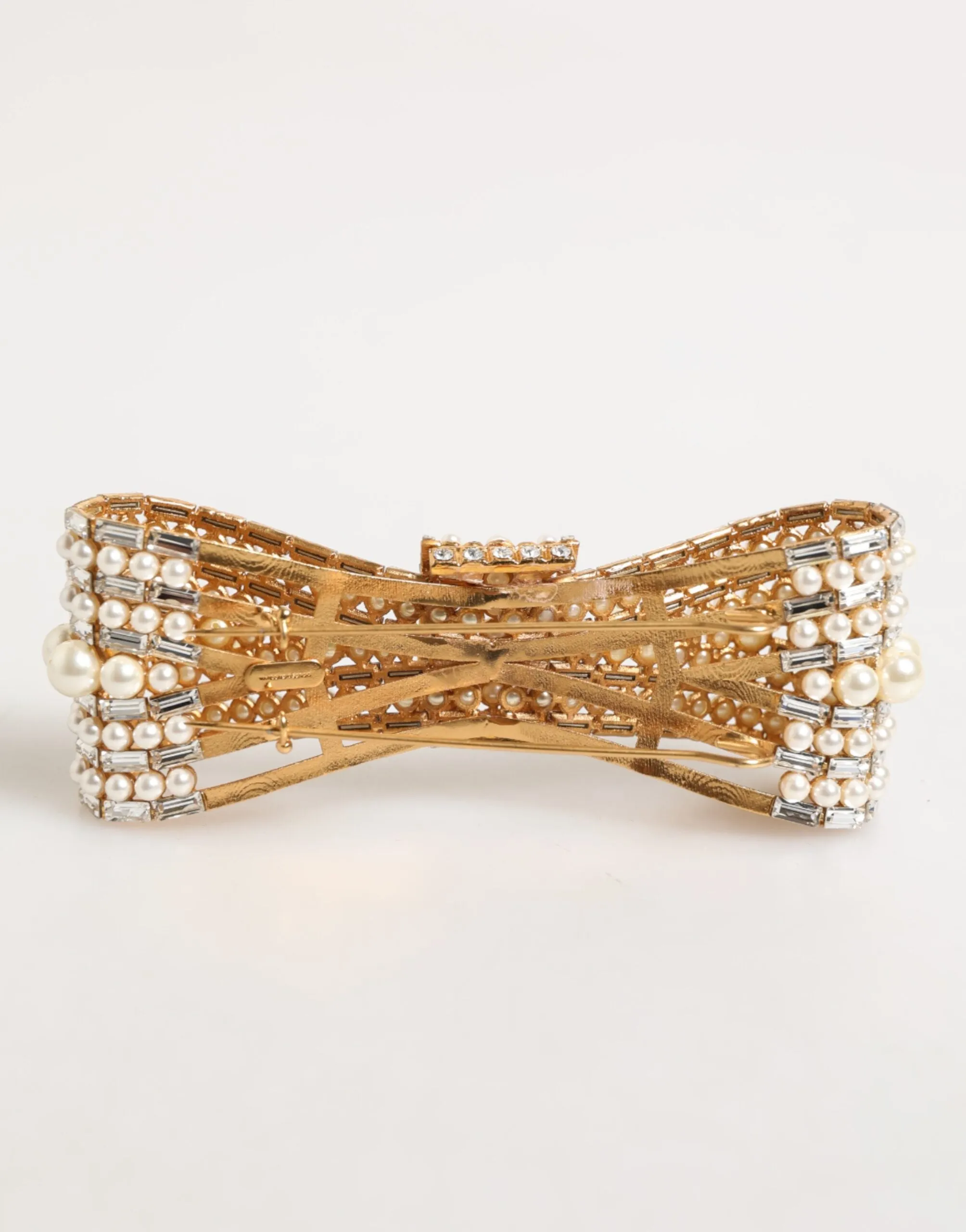 Dolce & Gabbana Gold Brass Glas Crystal Faux Pearl Embellished Brooch sold by Siebentaschen product image thumbnail 4