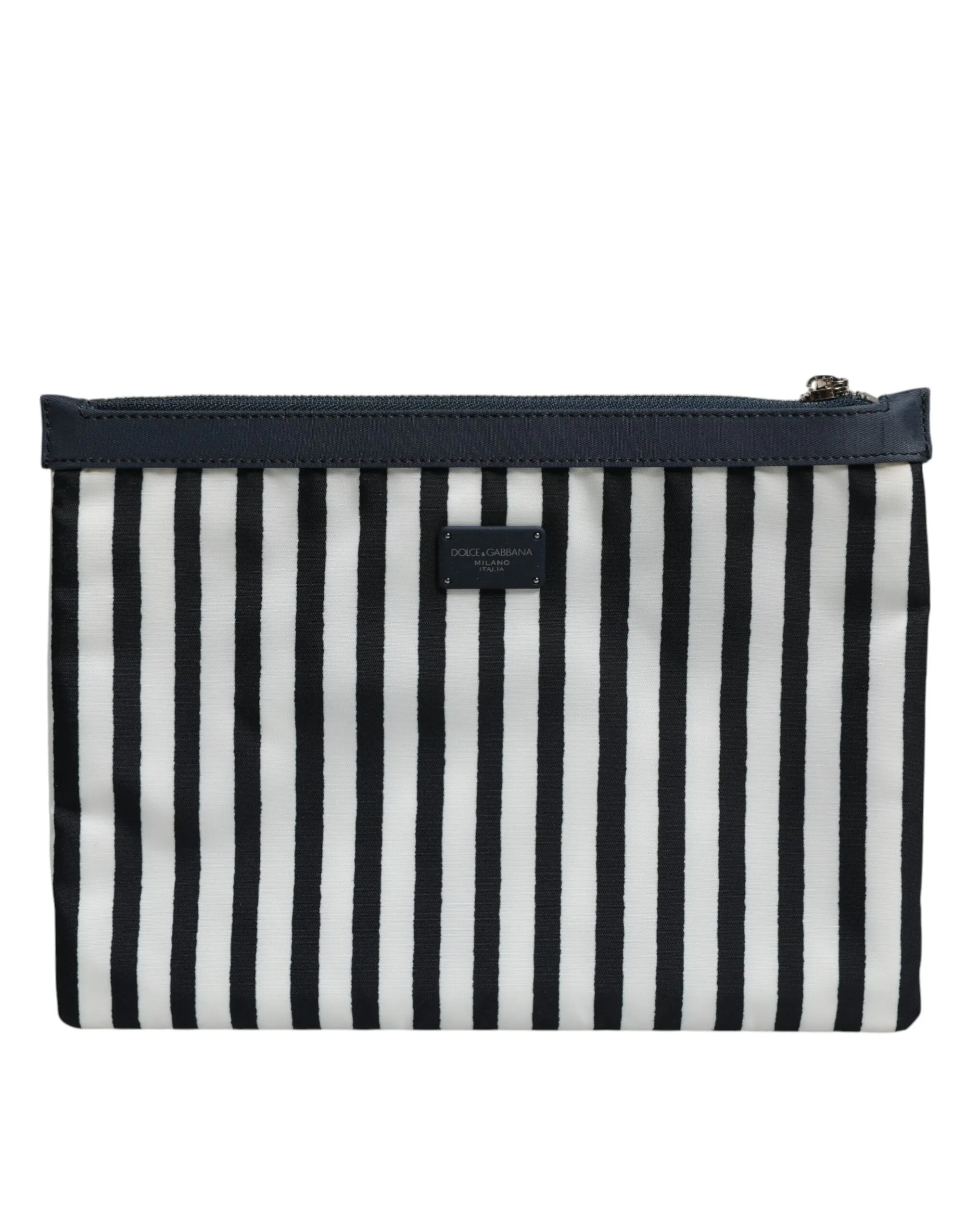 Dolce & Gabbana Black White Striped Logo Plaque Clutch Borse Pouch Bag sold by Siebentaschen product image thumbnail 2
