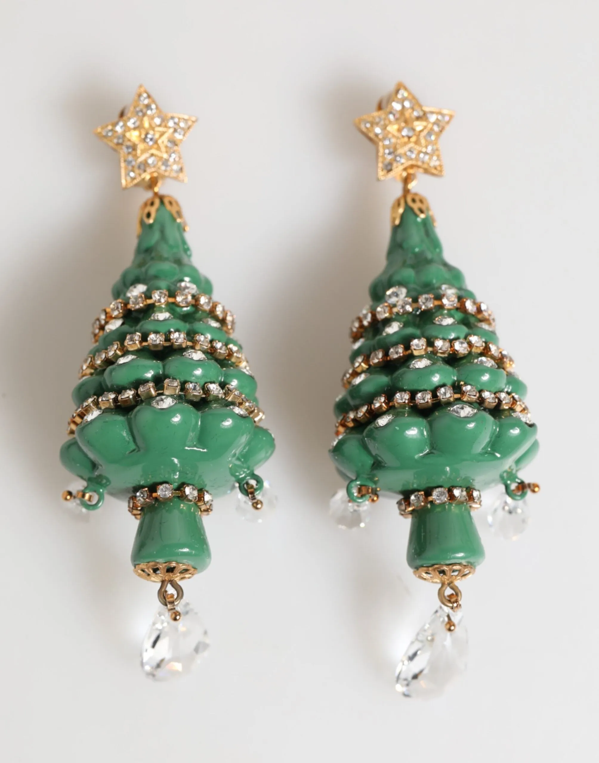 Dolce & Gabbana Gold Brass Multicolour Christmas Tree Earrings sold by Siebentaschen