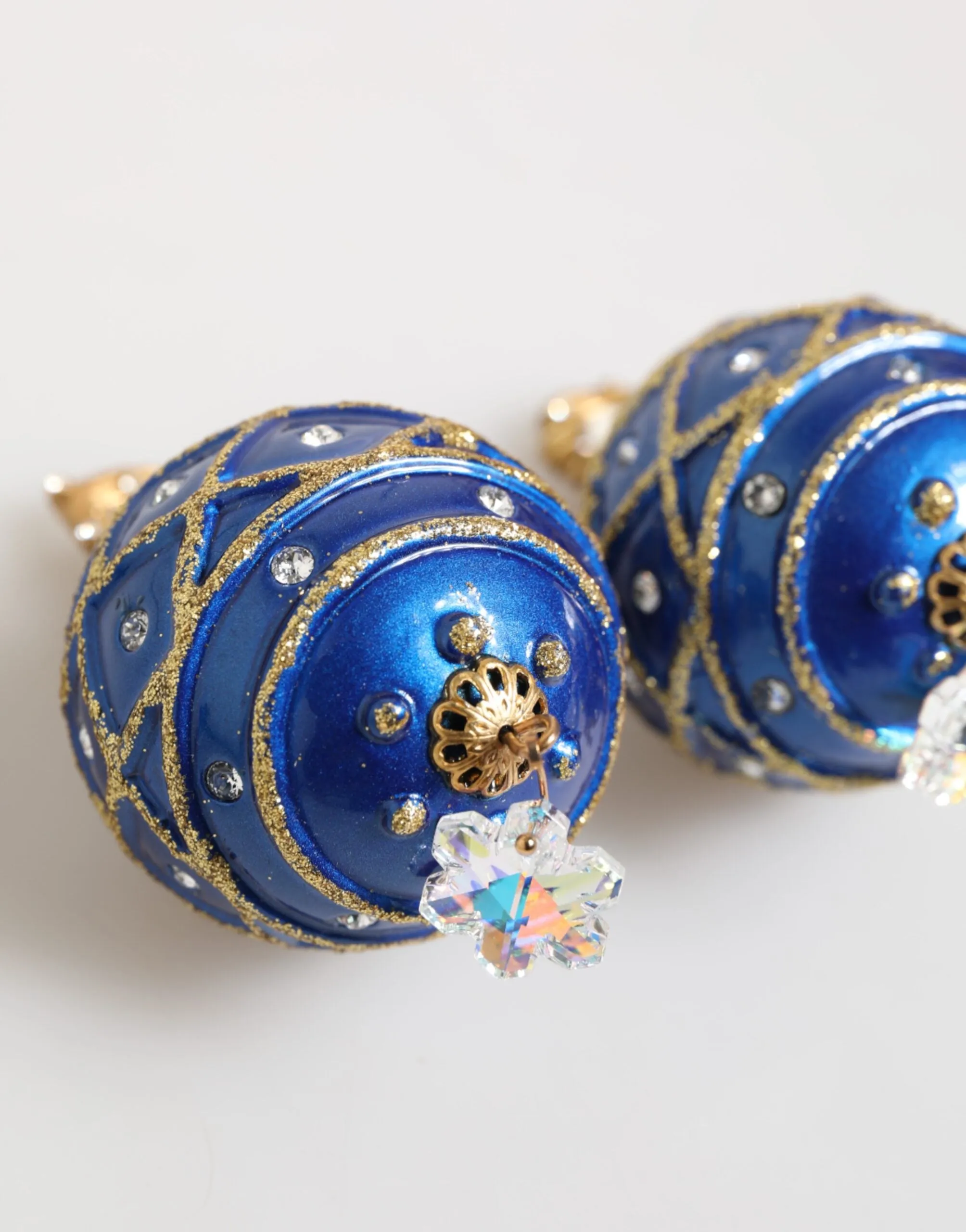 Dolce & Gabbana Gold Brass Blue Christmas Ball Crystal Drop Clip On Earrings sold by Siebentaschen product image thumbnail 4