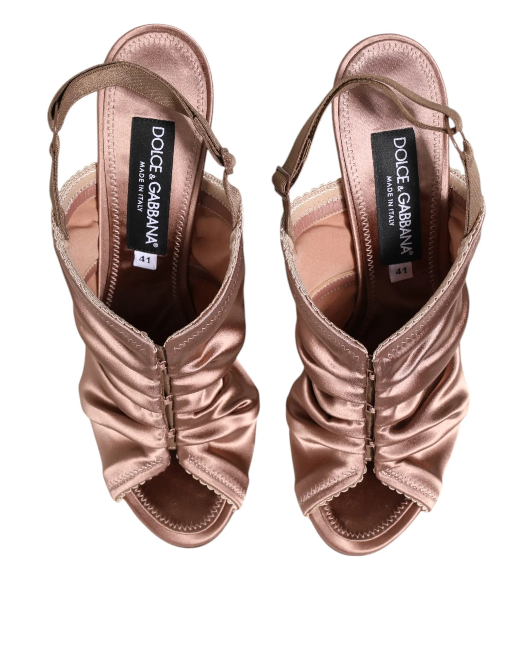 Dolce & Gabbana Bronze Satin Ruched Slingback Sandals Shoes sold by Siebentaschen product image thumbnail 4