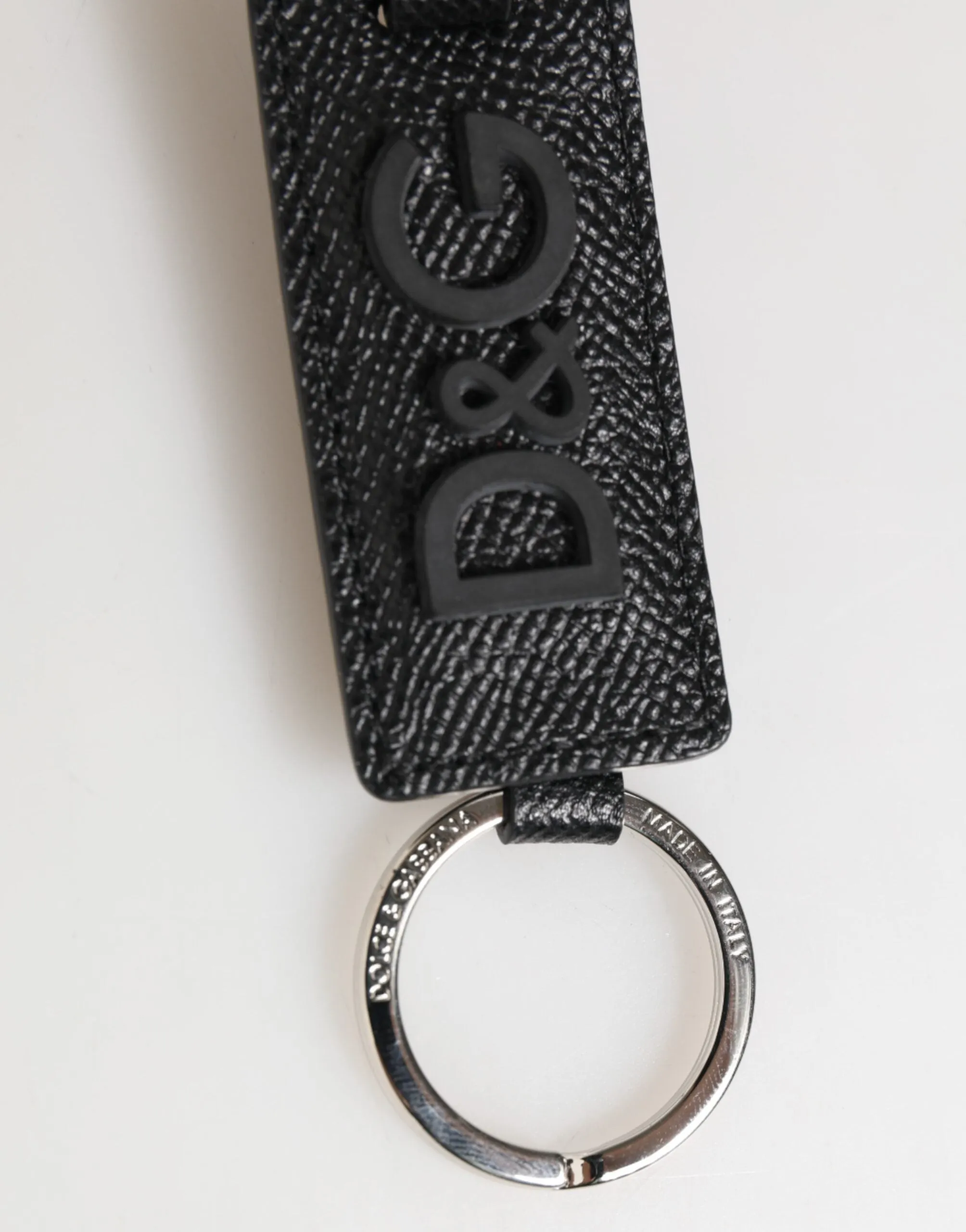 Dolce & Gabbana Black Leather Logo Metal Ring Keychain Holder Keyring sold by Siebentaschen product image thumbnail 4