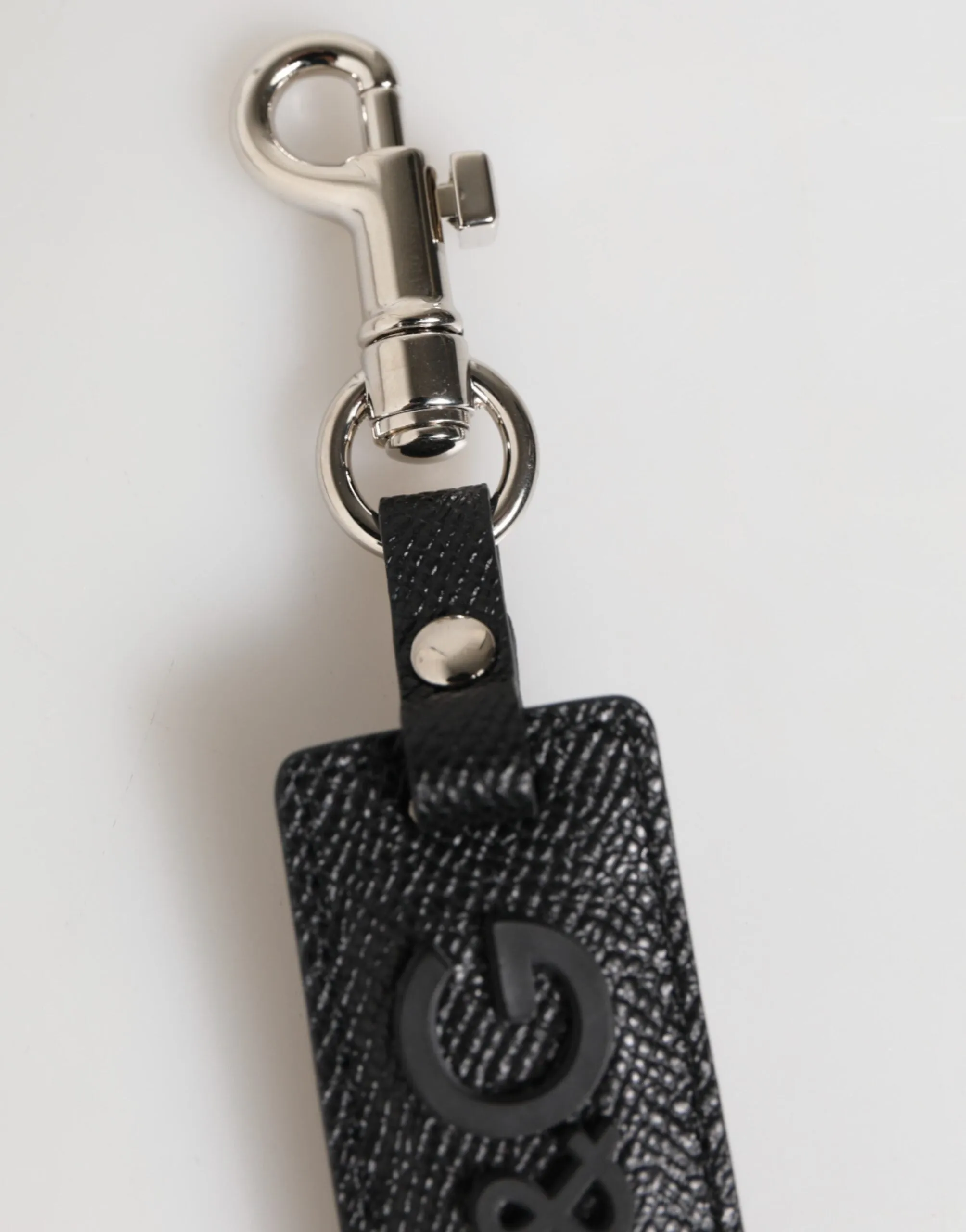 Dolce & Gabbana Black Leather Logo Metal Ring Keychain Holder Keyring sold by Siebentaschen product image thumbnail 5