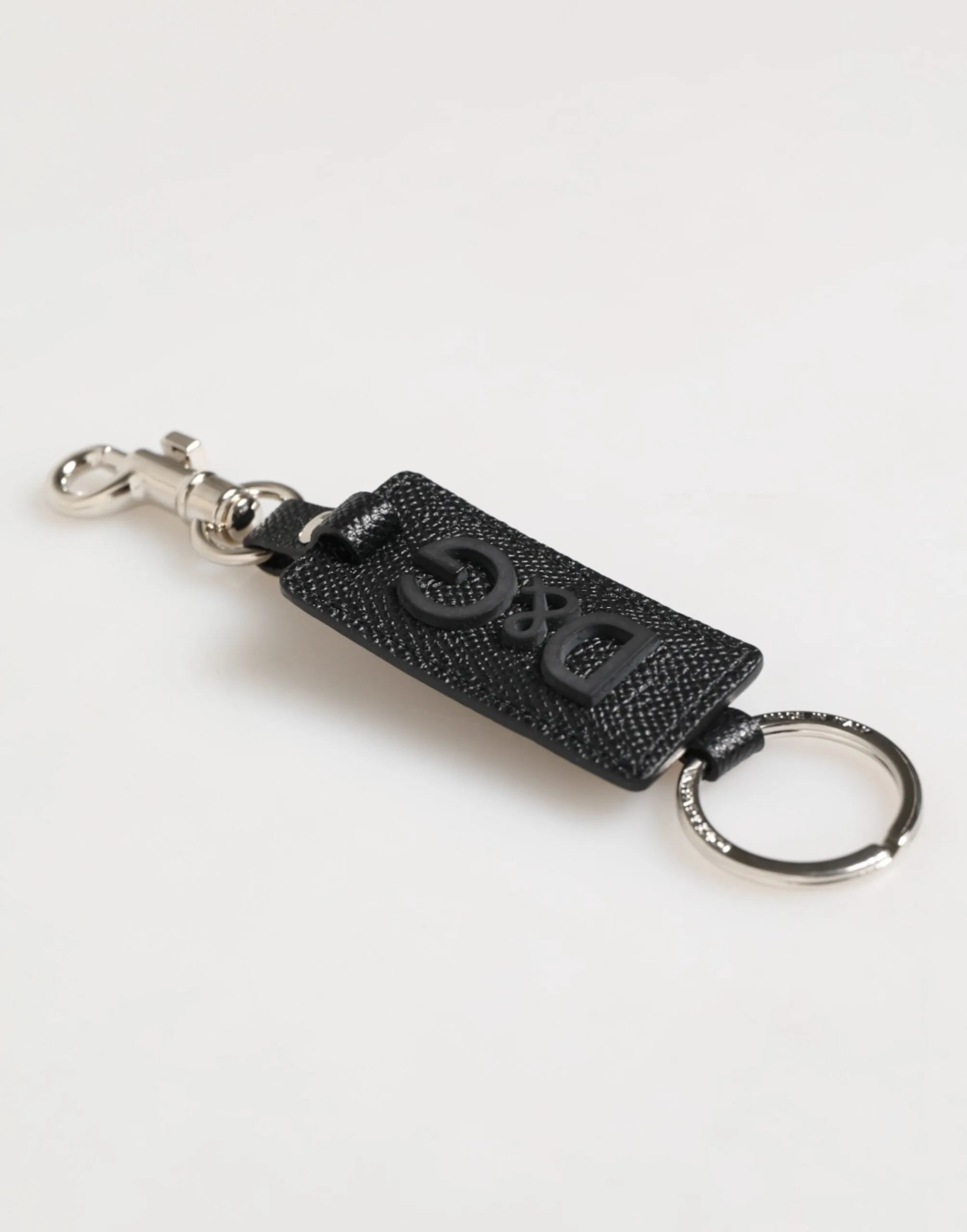 Dolce & Gabbana Black Leather Logo Metal Ring Keychain Holder Keyring sold by Siebentaschen product image thumbnail 3