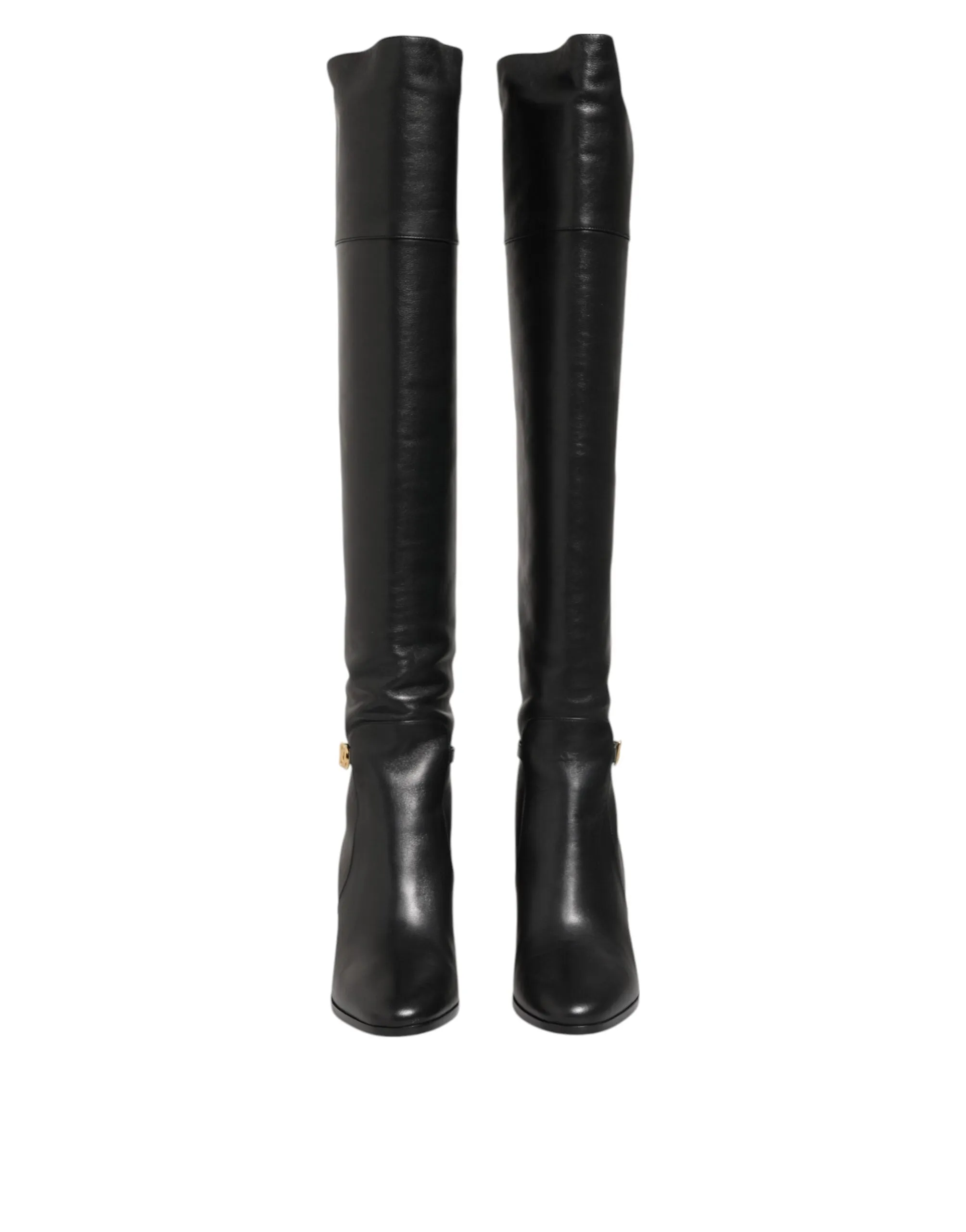 Dolce & Gabbana Black Leather Over-The-Knee DG Boots Shoes sold by Siebentaschen product image thumbnail 2