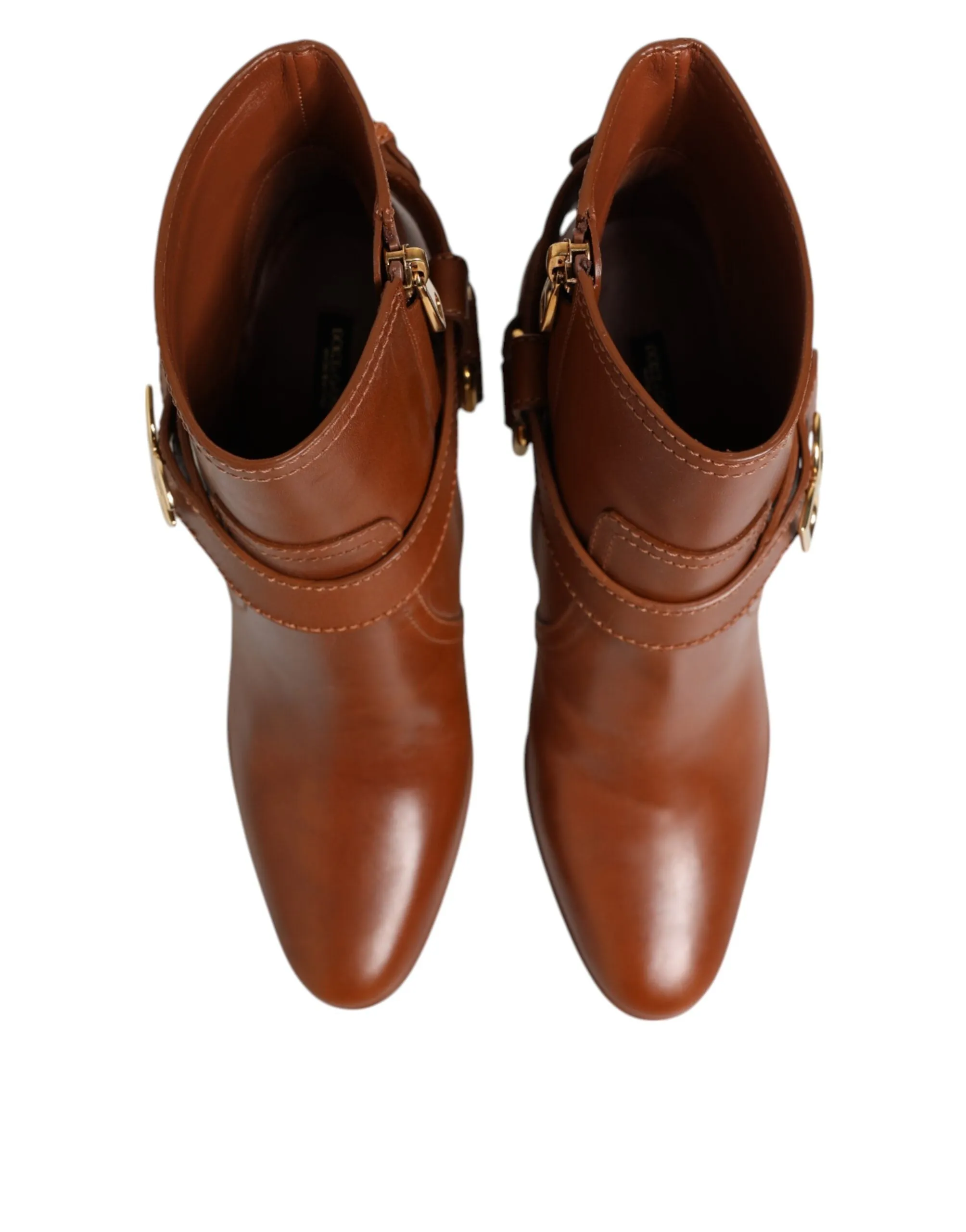 Dolce & Gabbana Brown Leather DG Logo Buckle Ankle Boots Shoes sold by Siebentaschen product image thumbnail 5