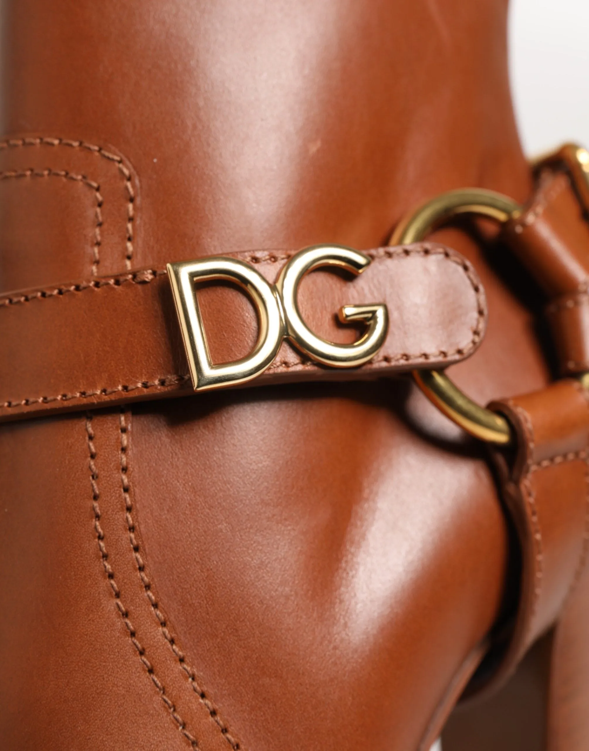 Dolce & Gabbana Brown Leather DG Logo Buckle Ankle Boots Shoes sold by Siebentaschen product image thumbnail 3