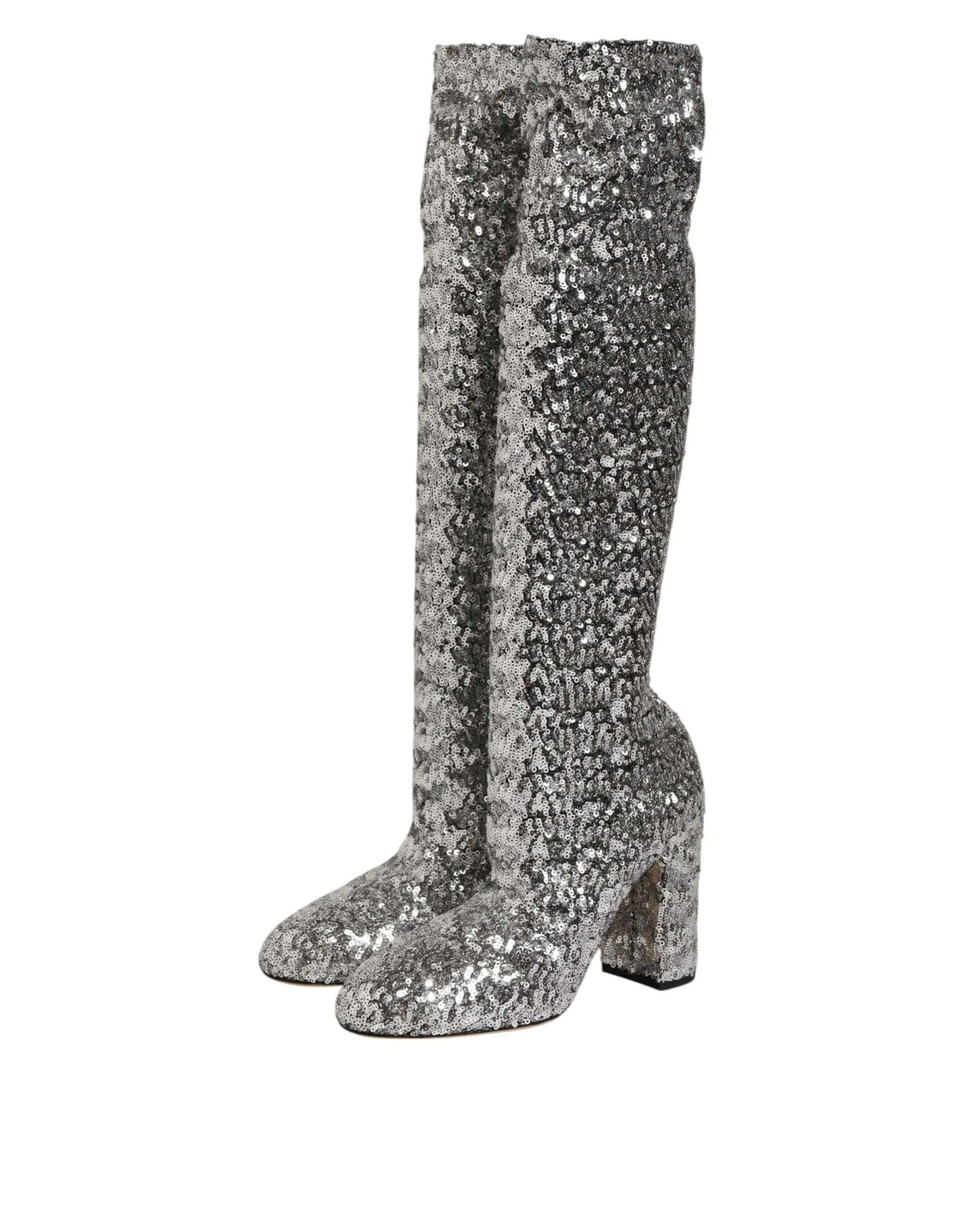 Dolce & Gabbana Shoes Silver Sequins Glitter High Heel Boot Shoes sold by Siebentaschen product image thumbnail 4